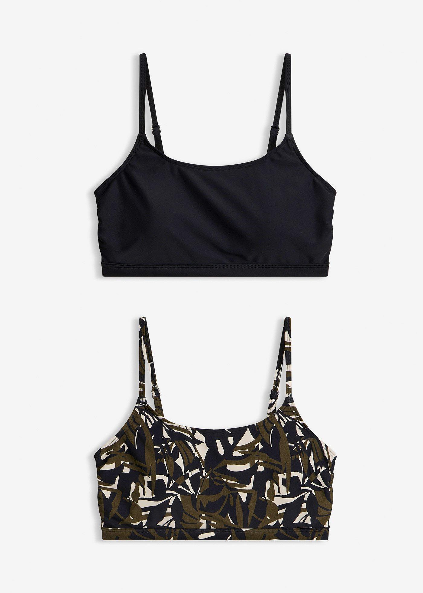 Reggiseno bikini a bustier (pacco da 2) in tinta unita e fantasia