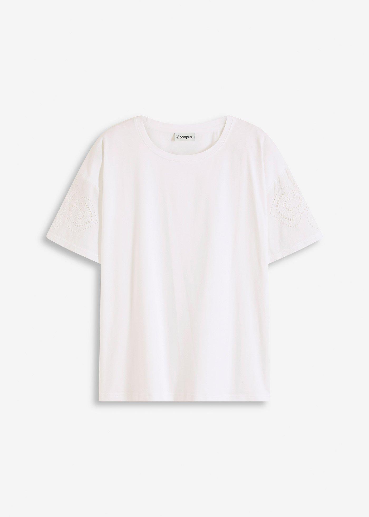 T-shirt con ricami traforati