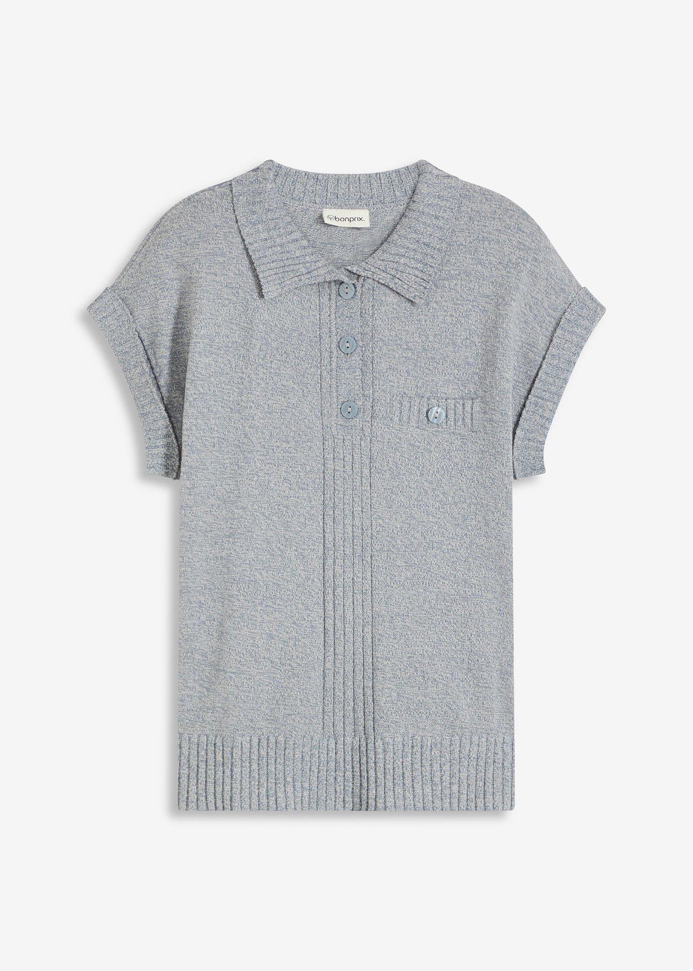Maglione polo a maniche corte in misto cotone
