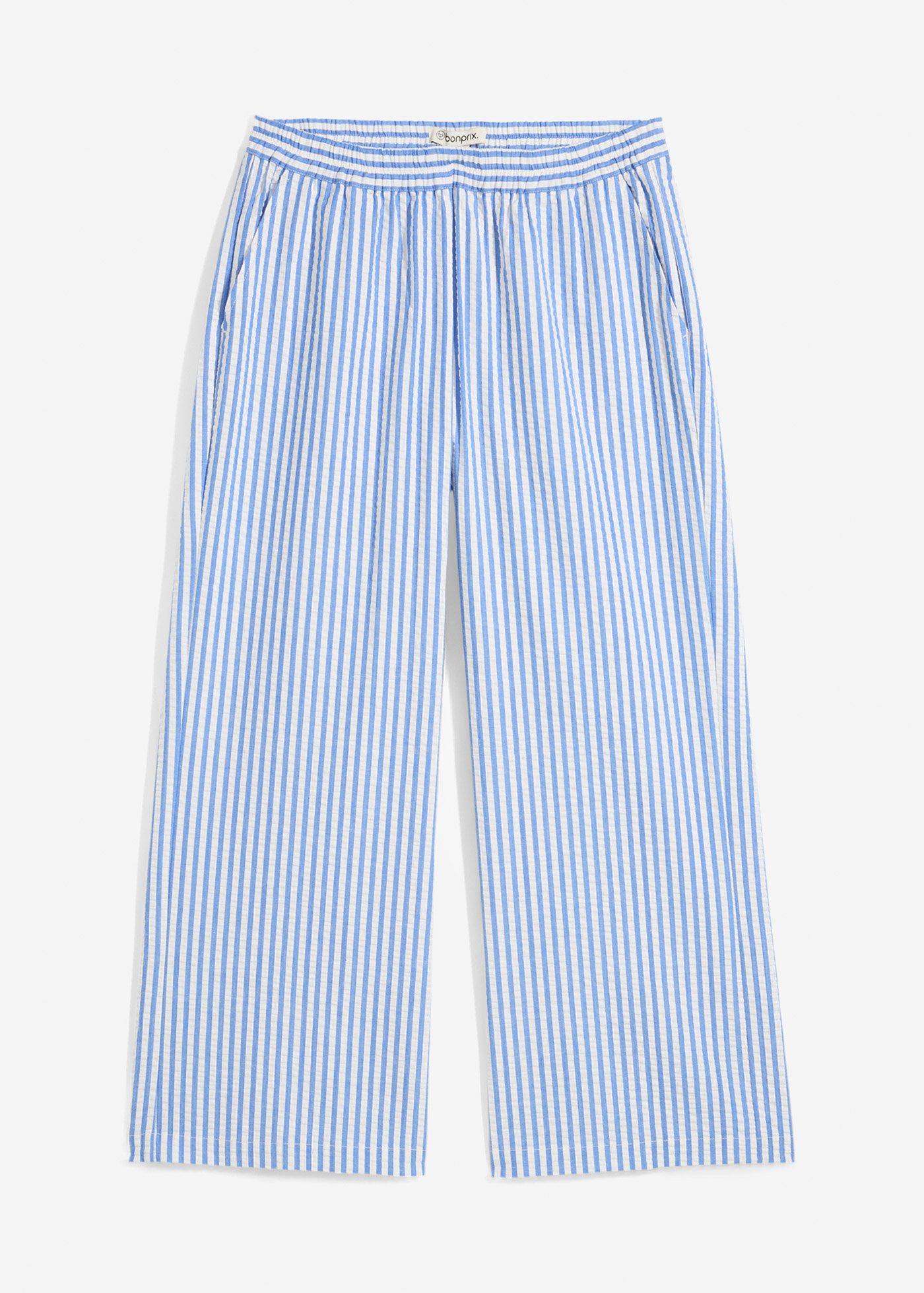 Pantaloni a palazzo cropped in seersucker