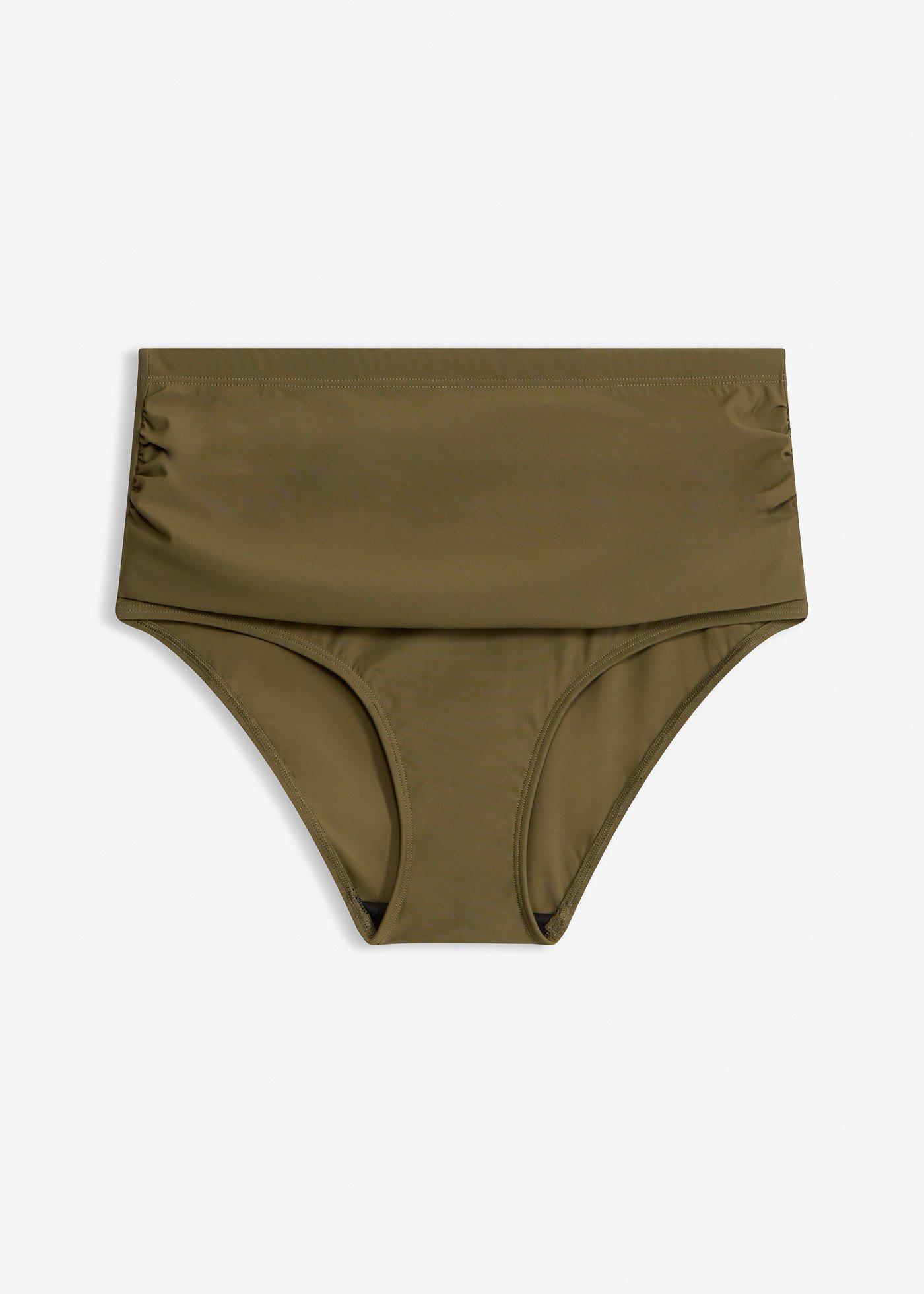 Slip per bikini a vita alta con arricciatura e effetto modellante leggero