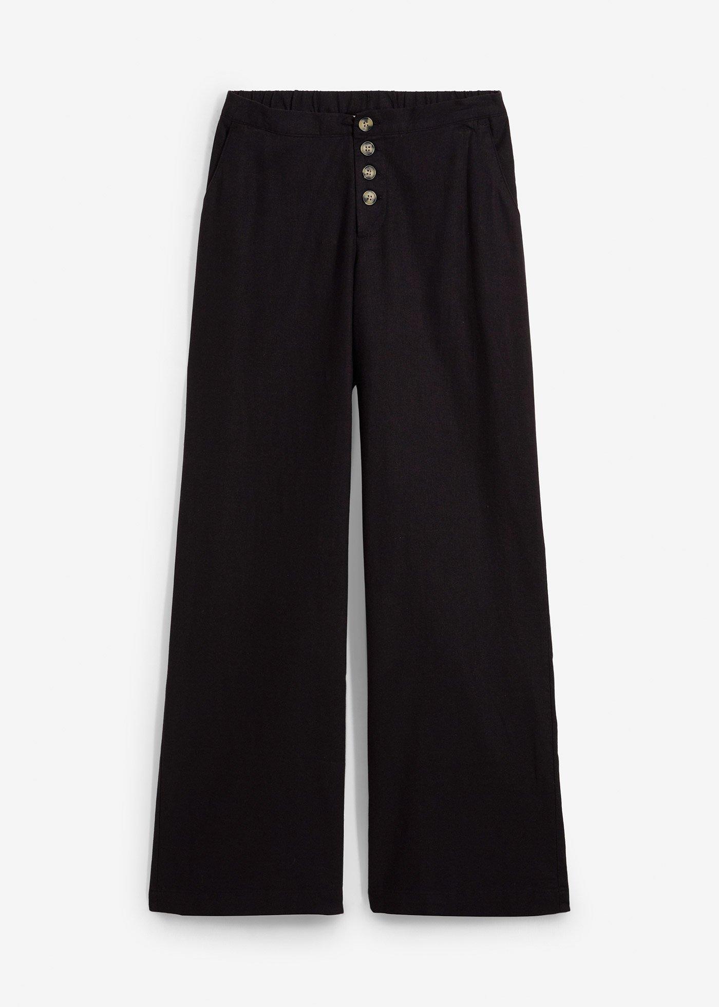 Pantaloni a palazzo lunghi  in misto lino