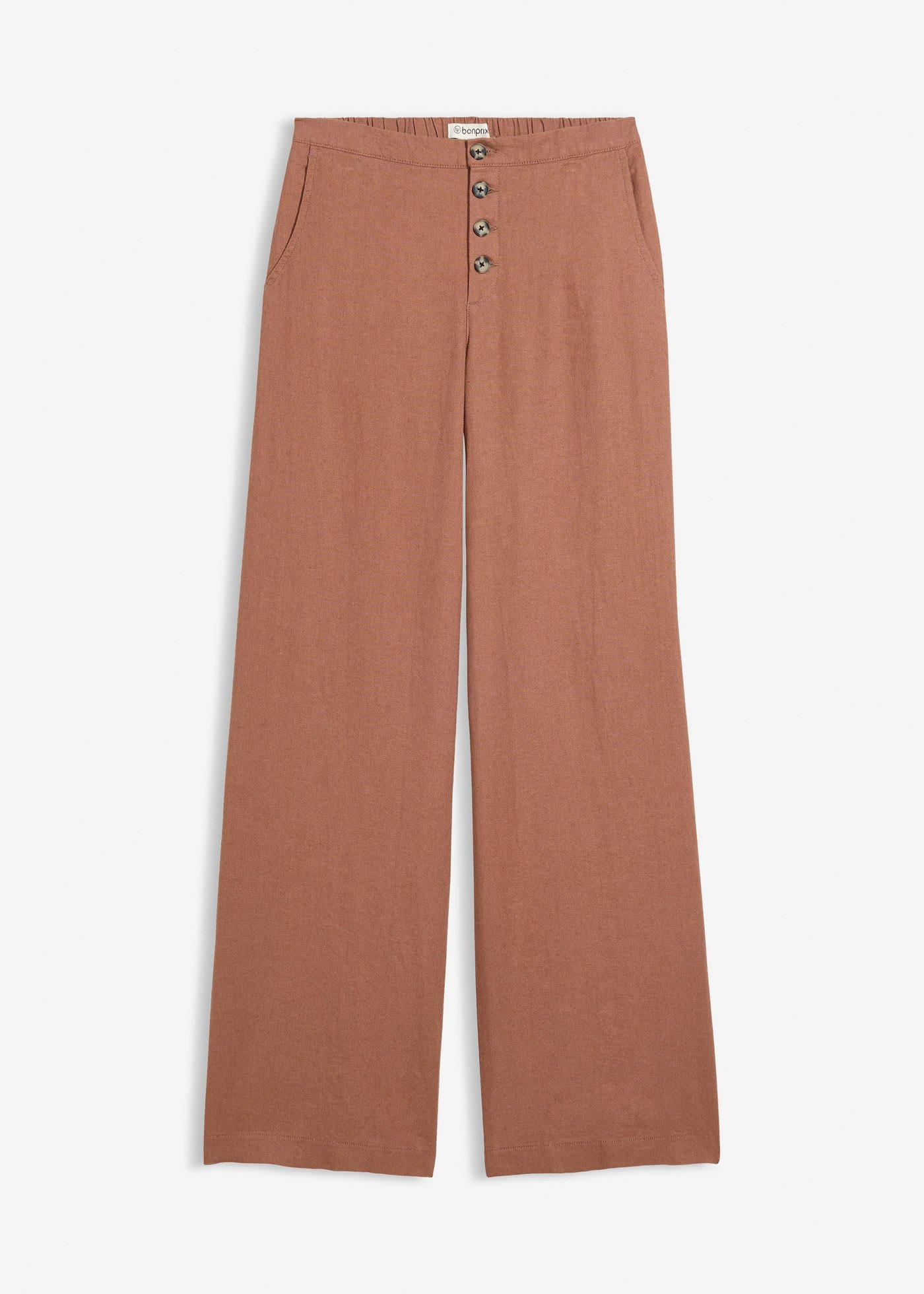 Pantaloni a palazzo lunghi  in misto lino