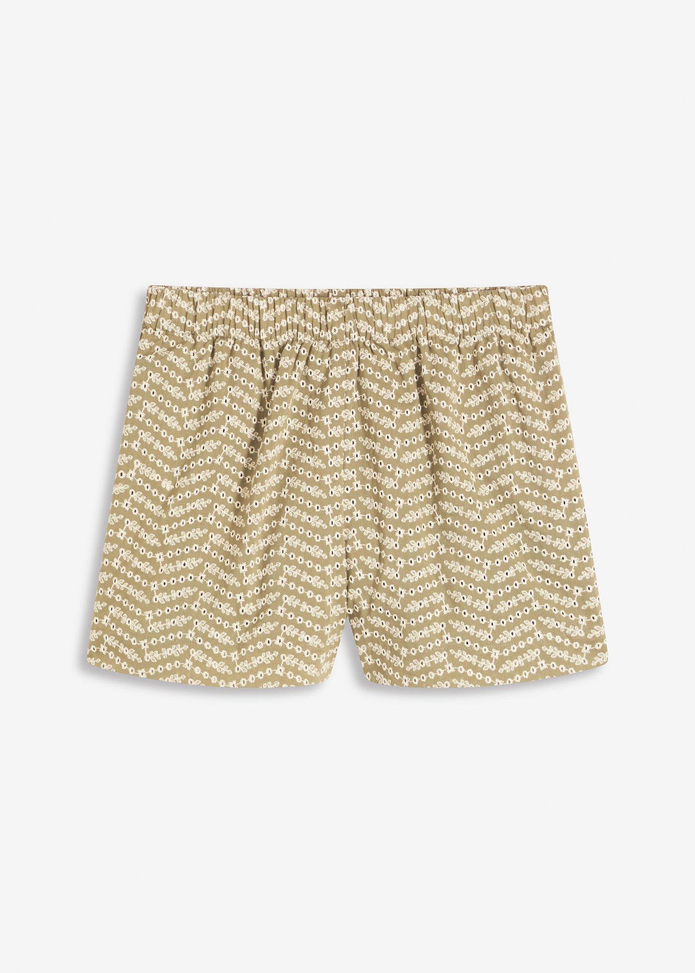 Shorts con ricami traforati
