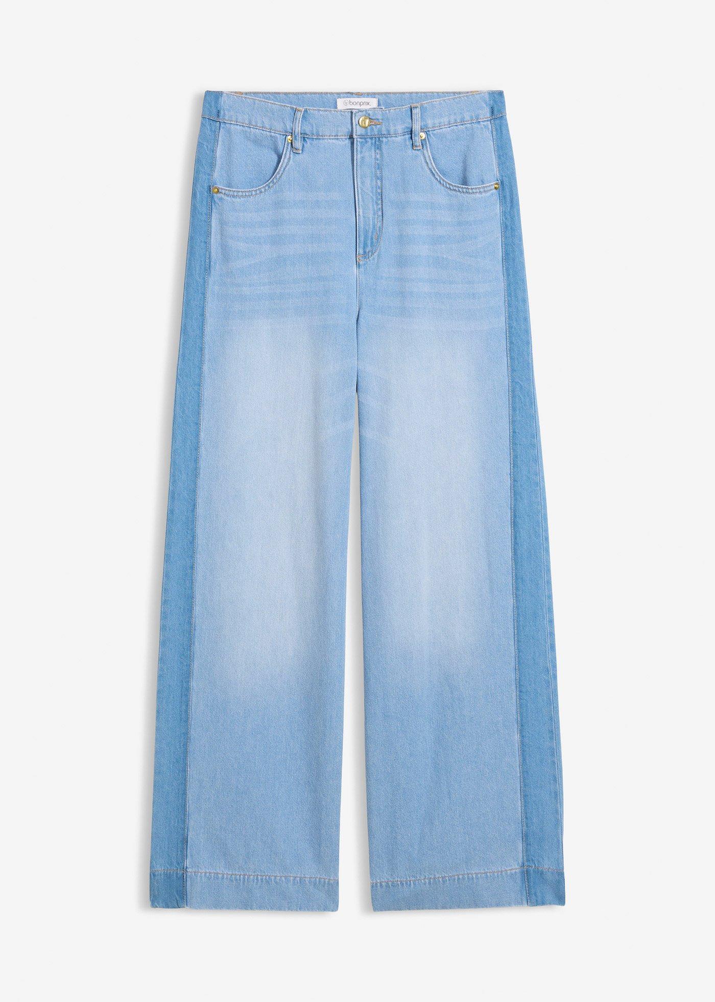 Jeans wide leg in cotone, vita alta