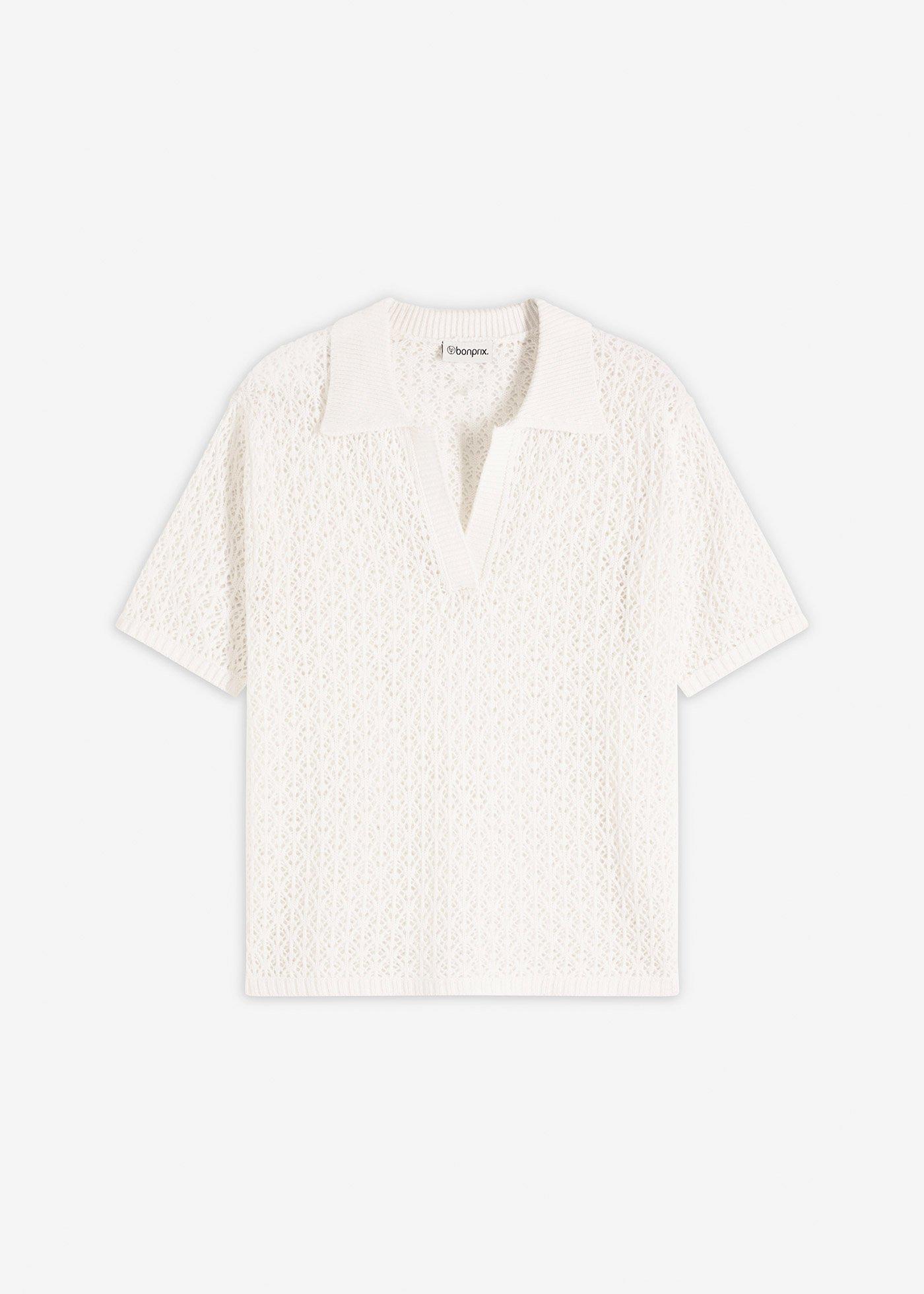 Maglione traforato a maniche corte