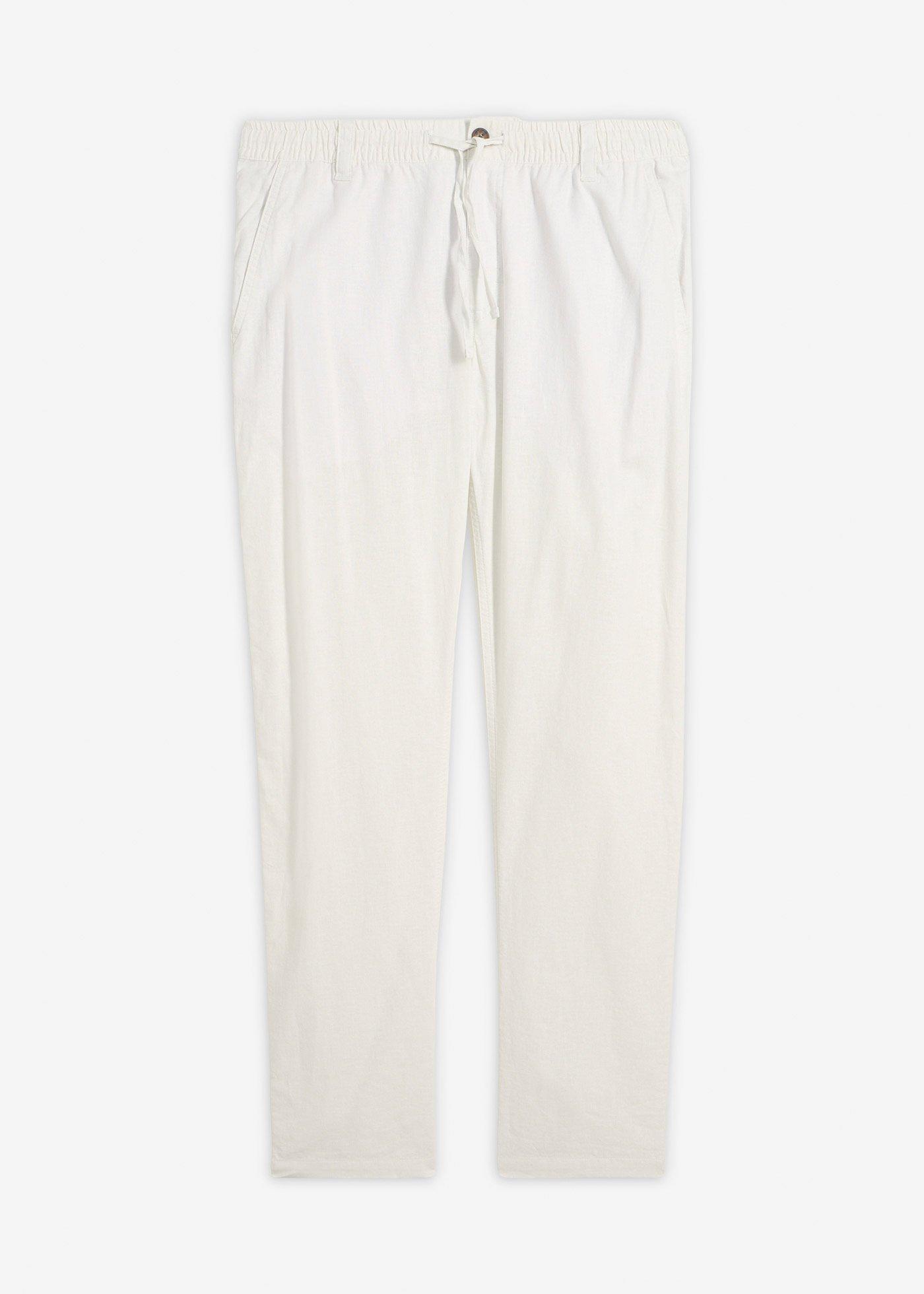 Pantaloni chino regular fit in fresco misto lino, straight