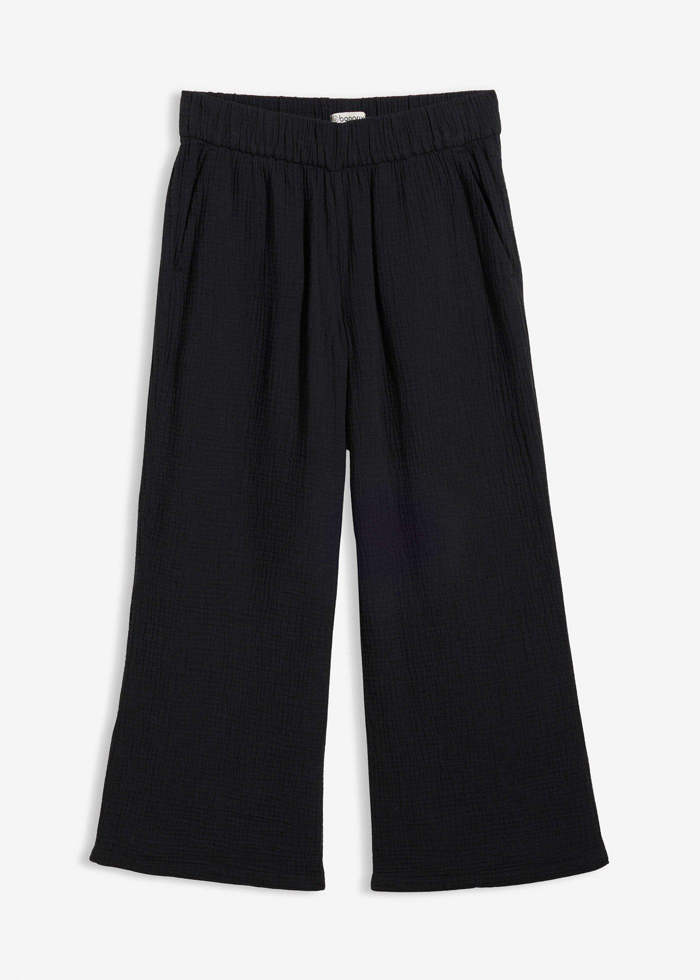Pantaloni larghi in mussola di cotone