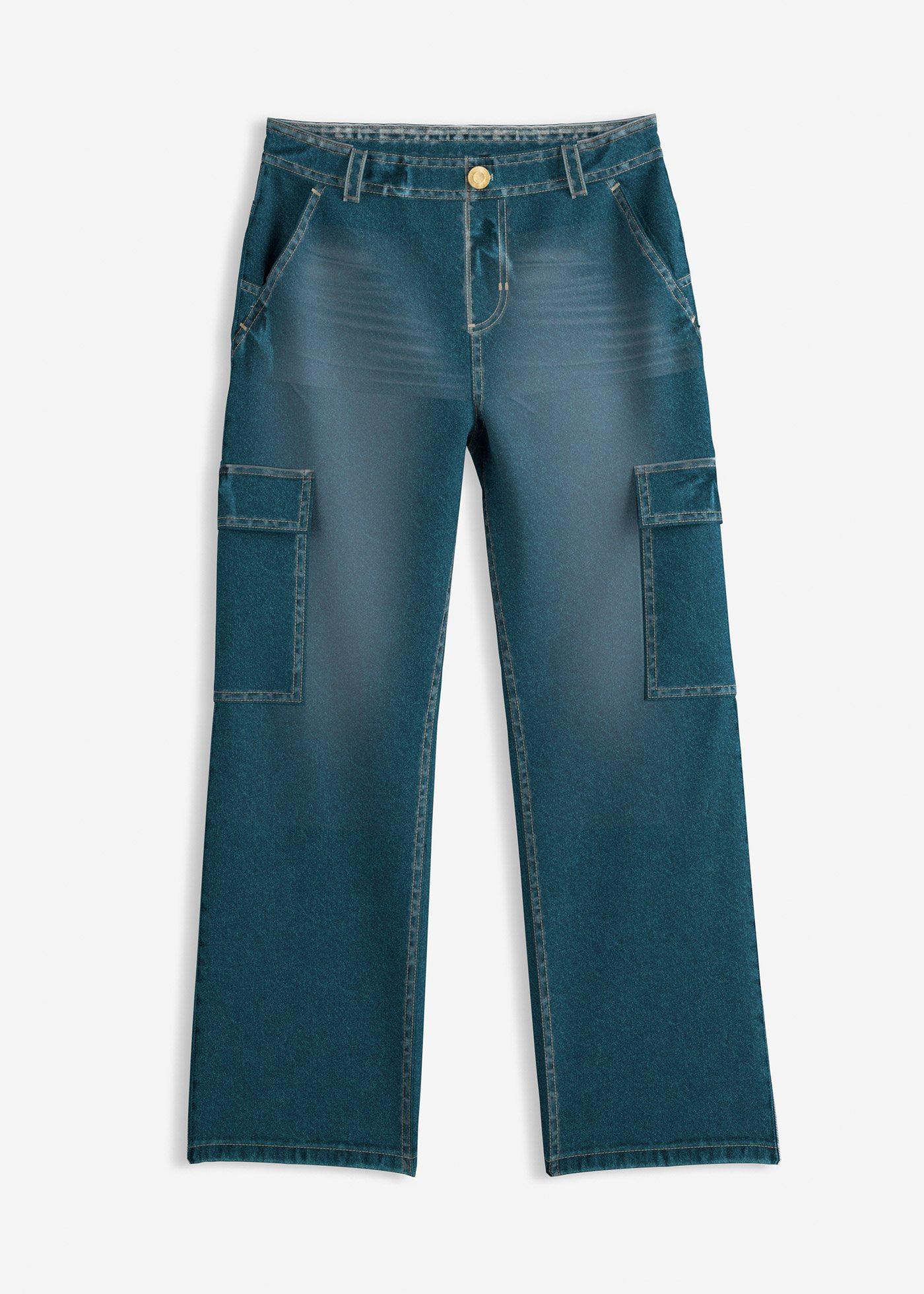 Jeans cargo larghi, vita media