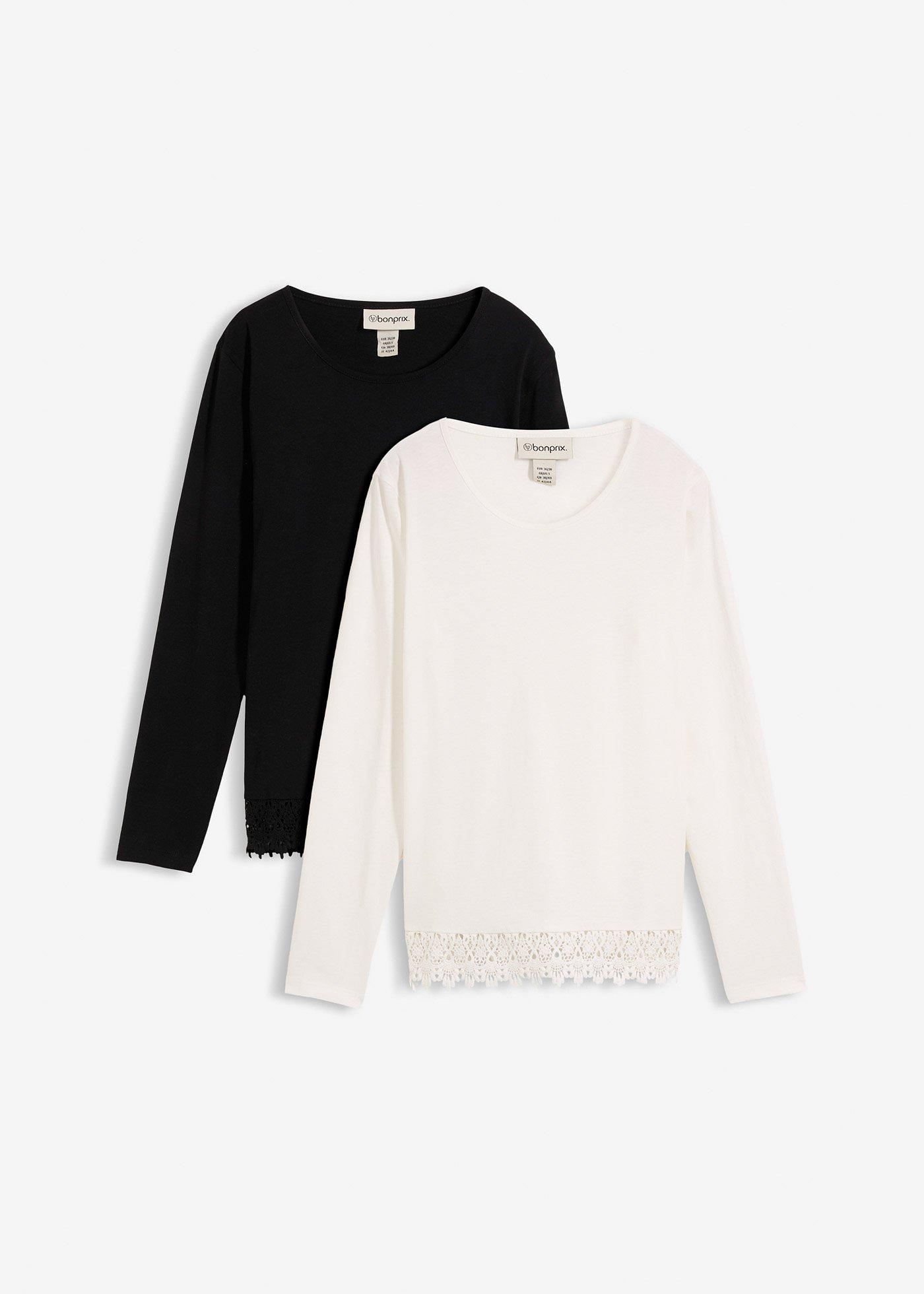 Maglia a maniche lunghe in puro cotone (pacco da 2)