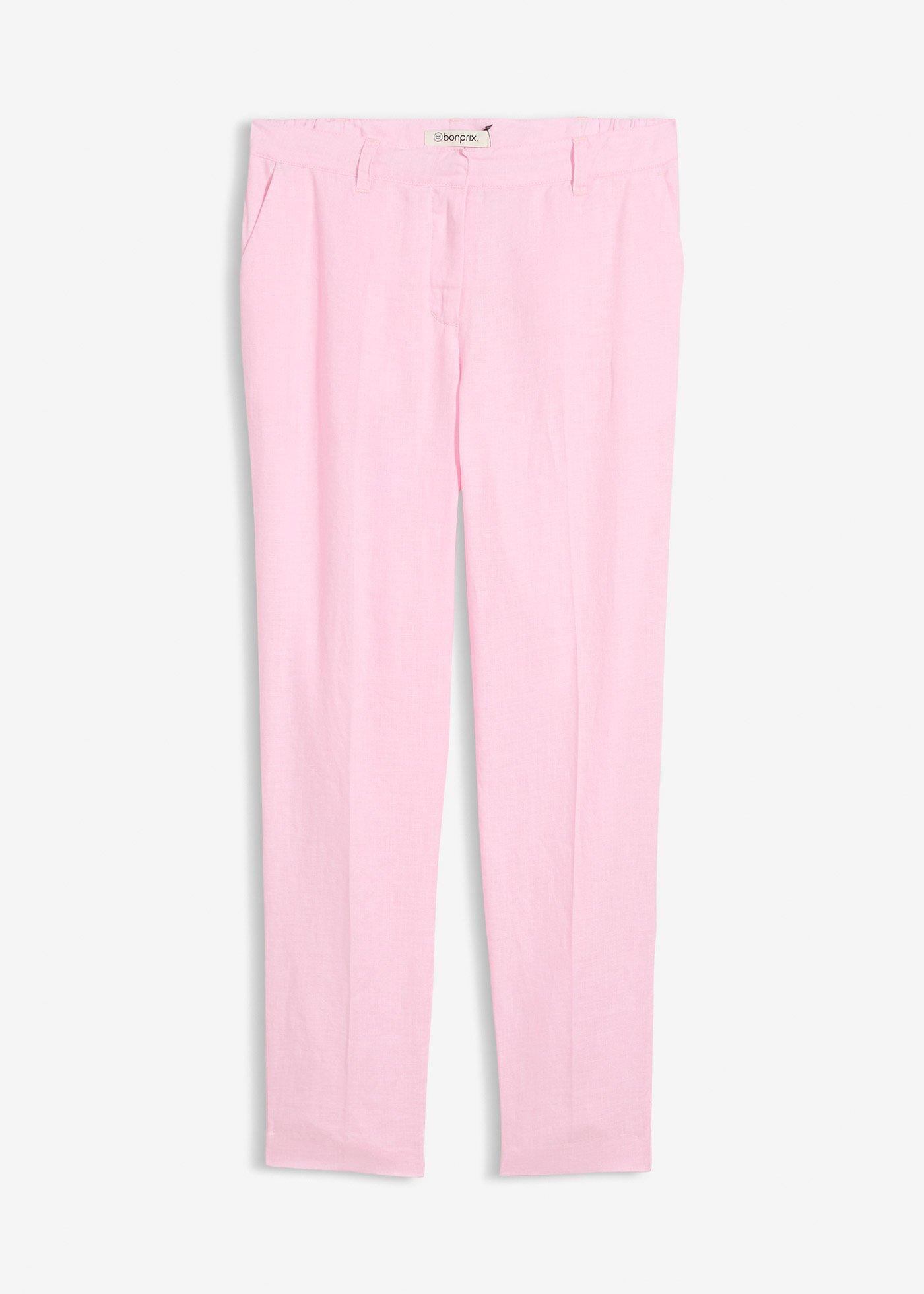 Pantaloni cropped in puro lino