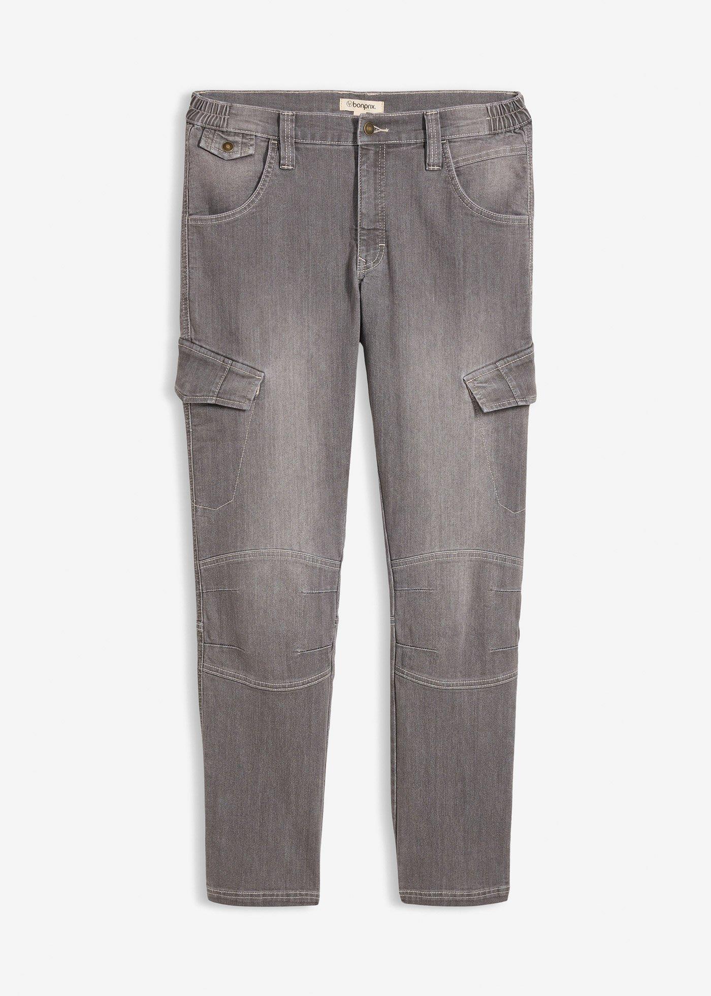 Jeans cargo leggeri comodi in vita, regular fit straight