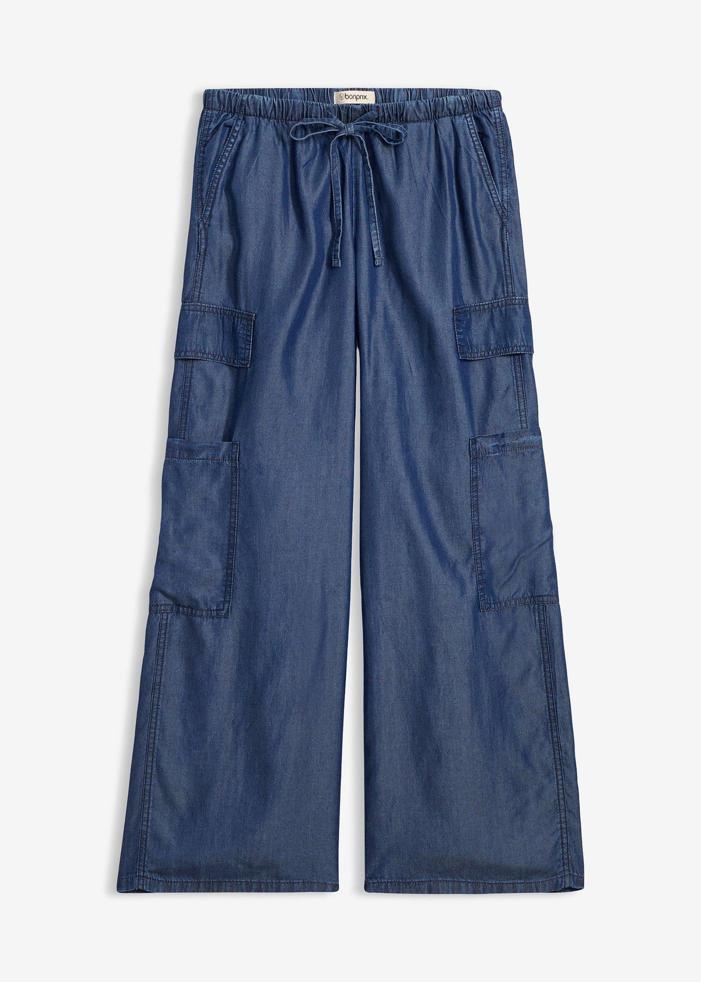 Pantaloni con elastico in vita larghi in lyocell fluente