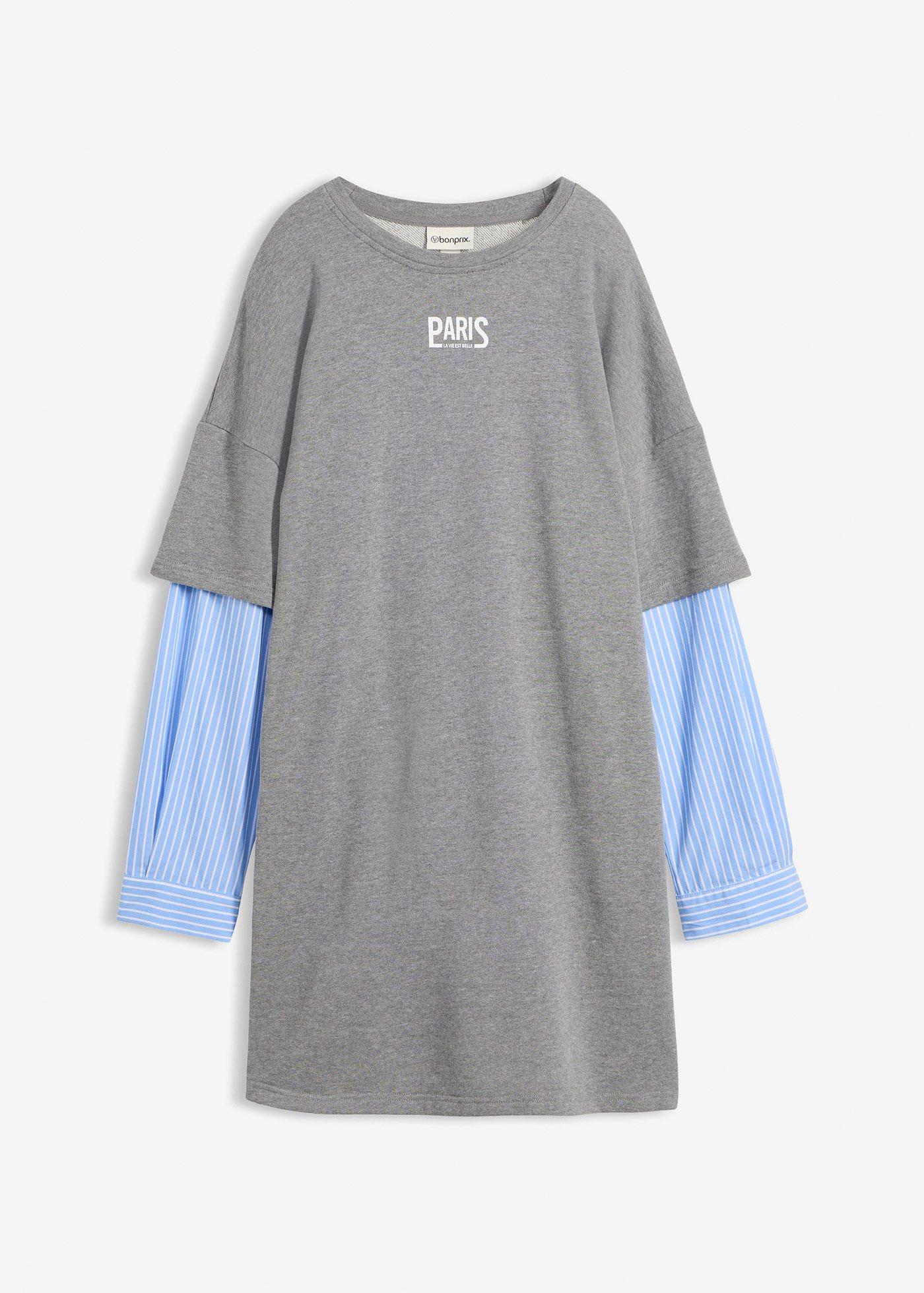 Abito in felpa oversize con maniche di camicia
