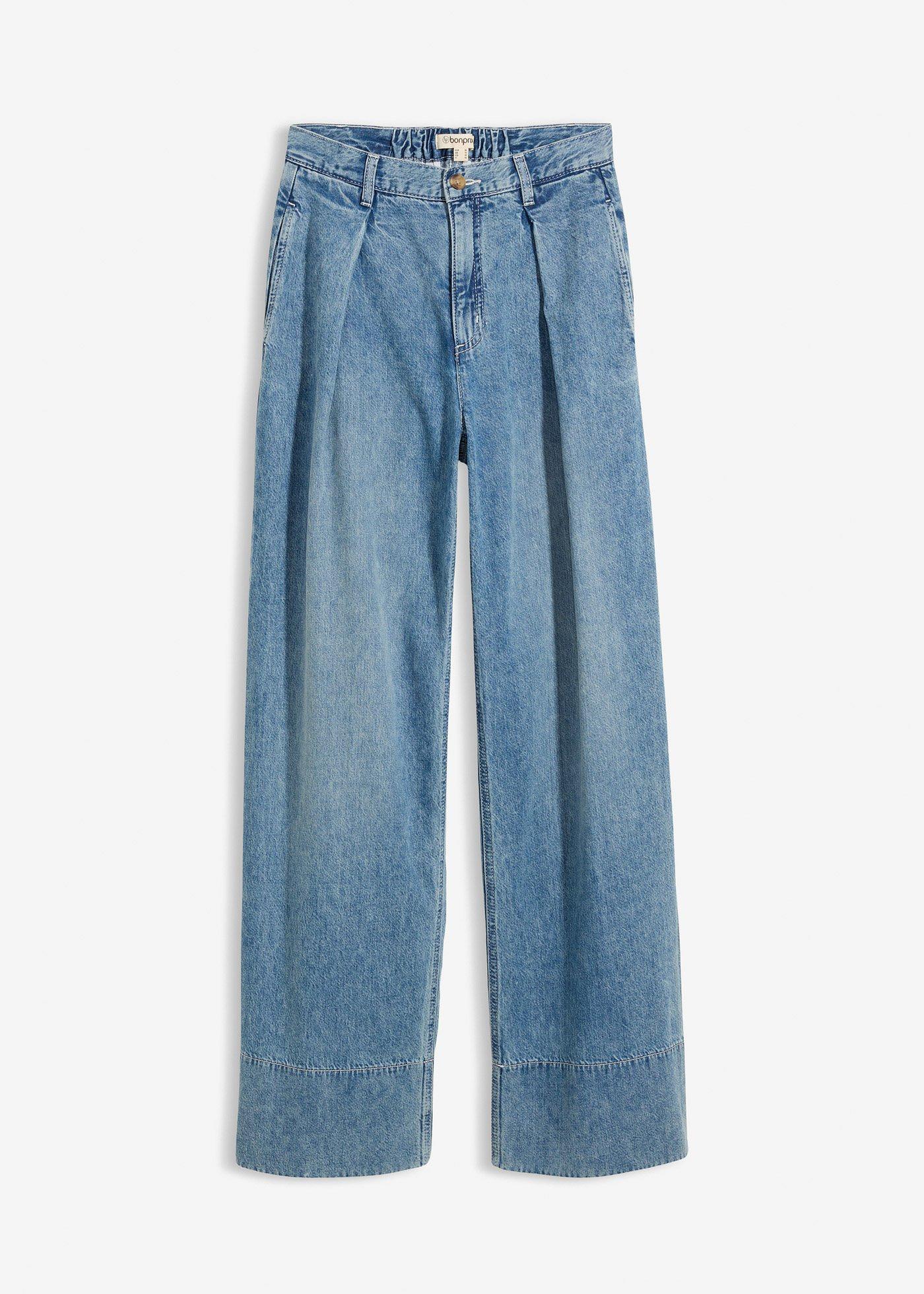 Jeans wide leg, vita alta