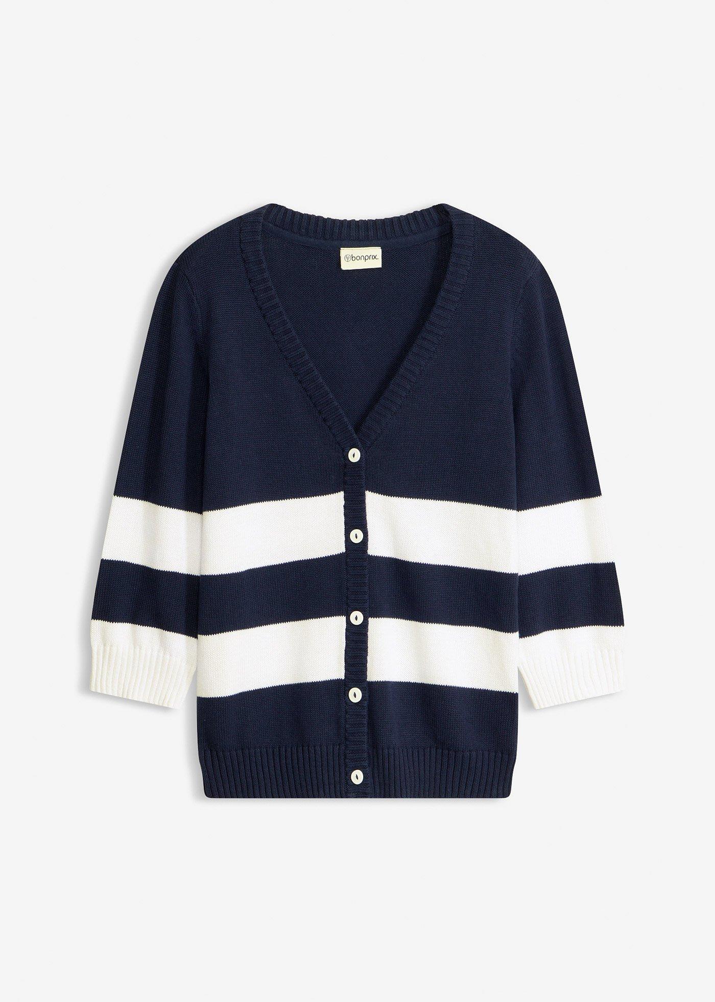 Cardigan in maglia di cotone a righe