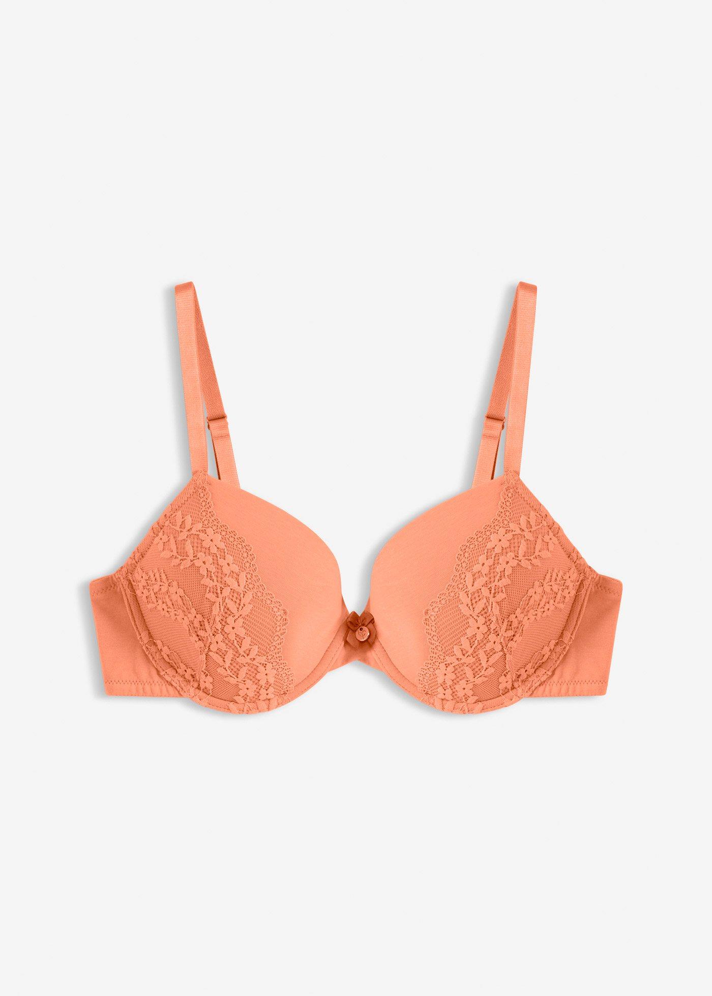Reggiseno con coppe preformate, ferretto, cotone biologico e pizzo