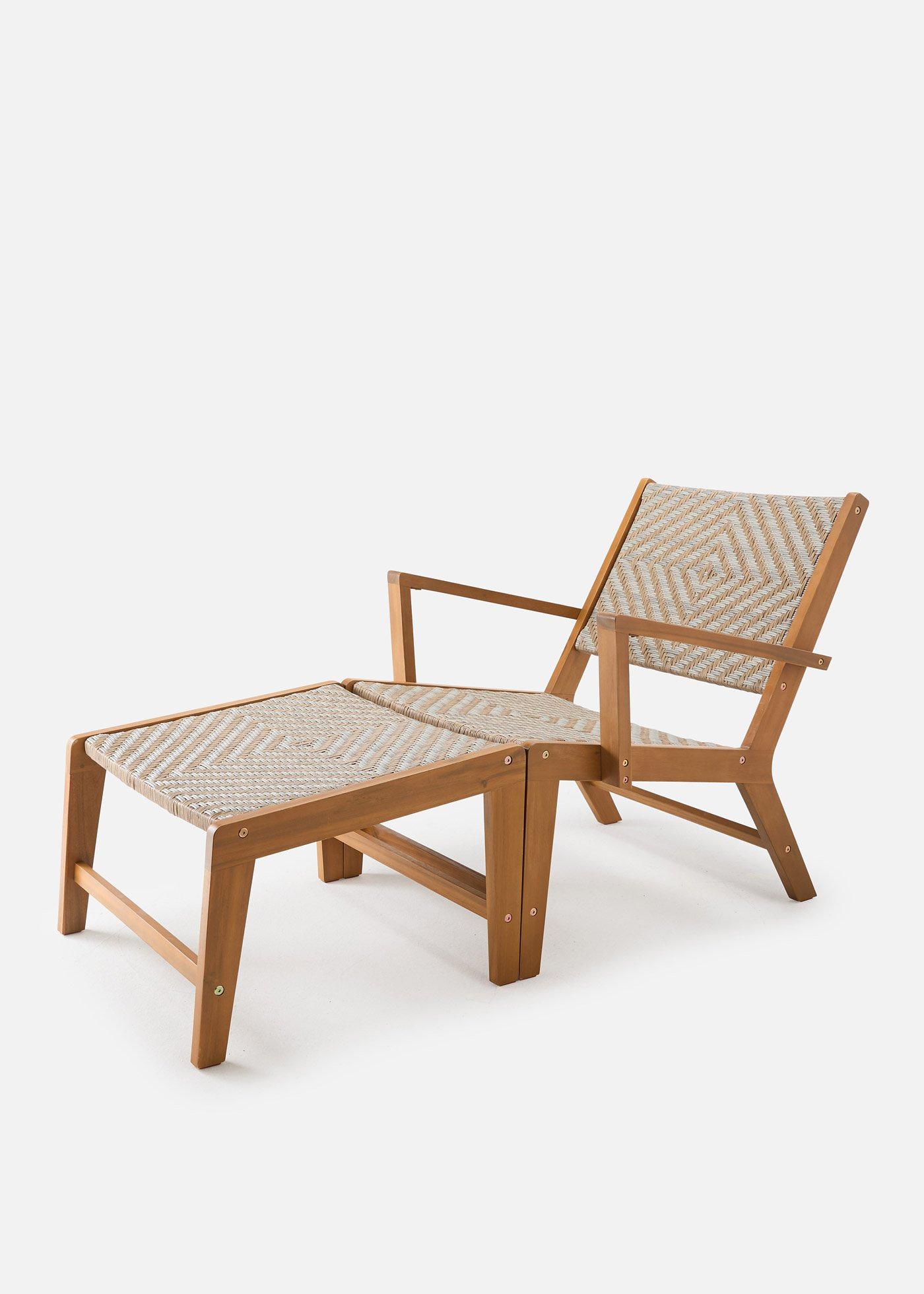 Sedia e poggiapiedi da giardino (set 2 pezzi)