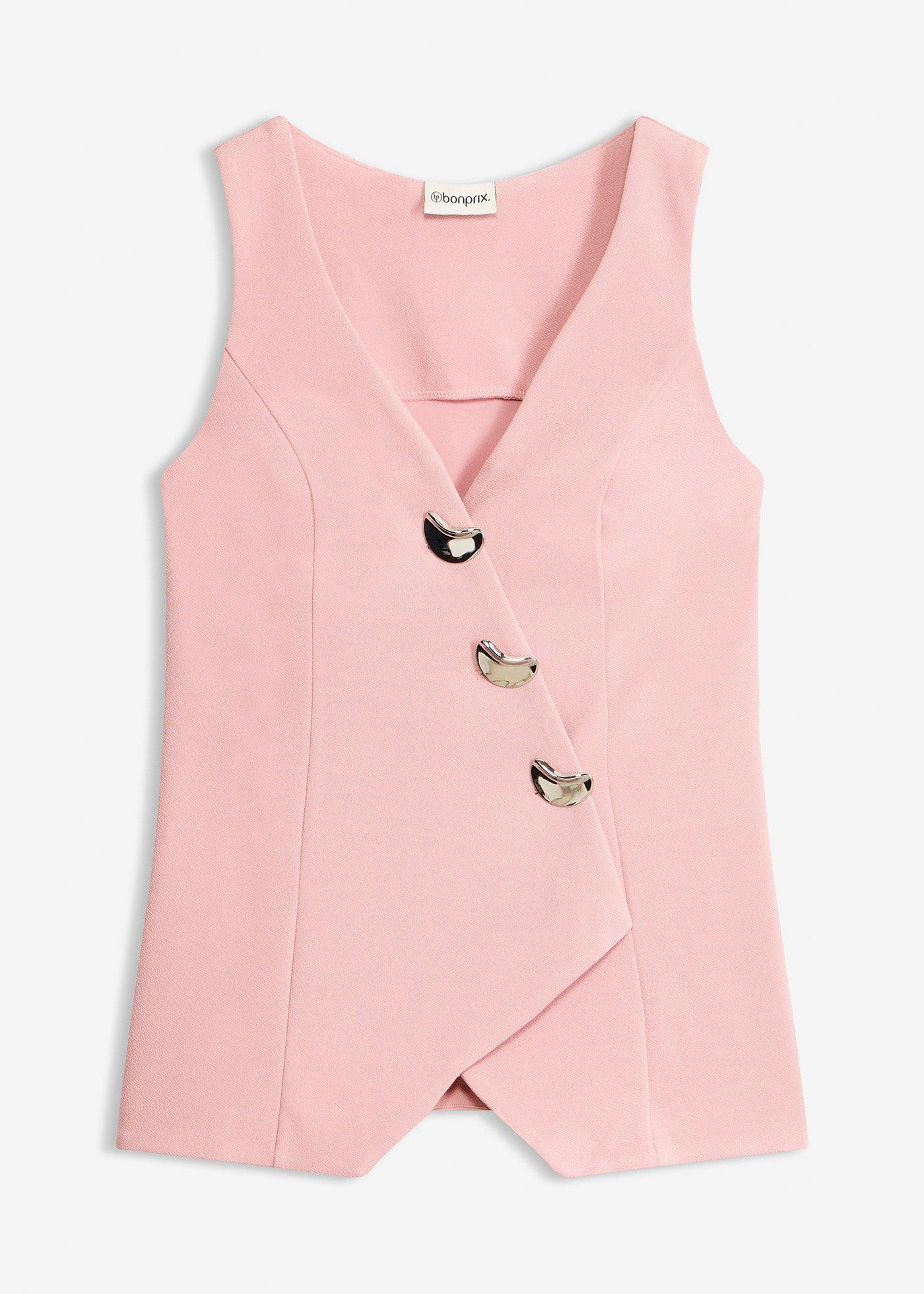 Blazer smanicato con bottoni decorativi