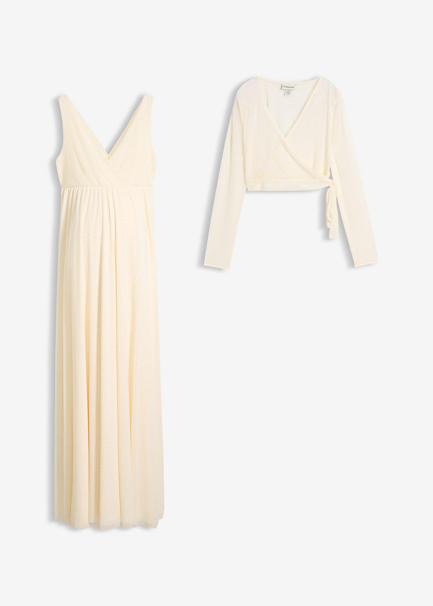 Abito da sposa prémaman con cardigan a portafoglio e funzione allattamento  (set 2 pezzi)
