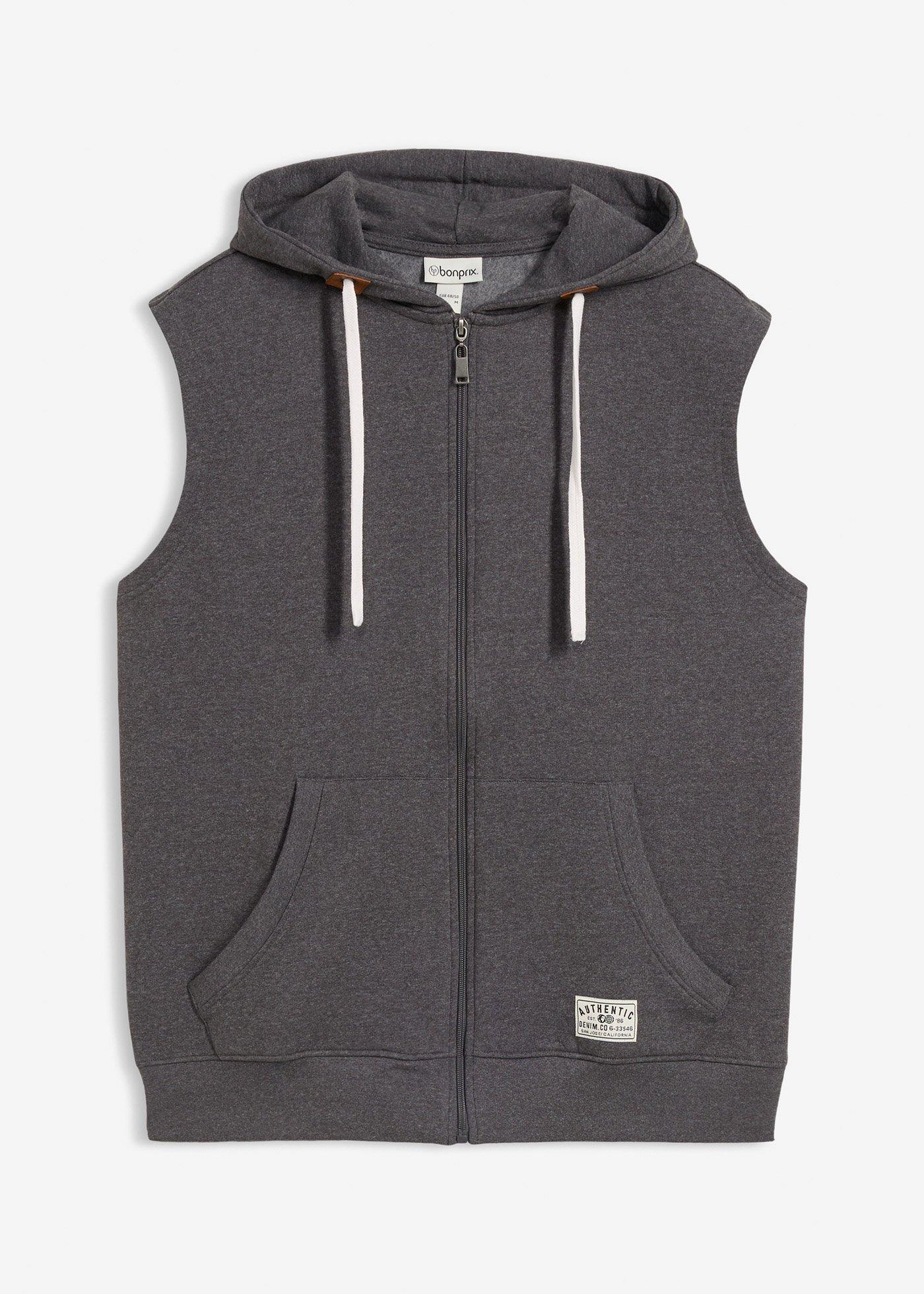 Gilet in felpa con cappuccio in misto cotone morbido
