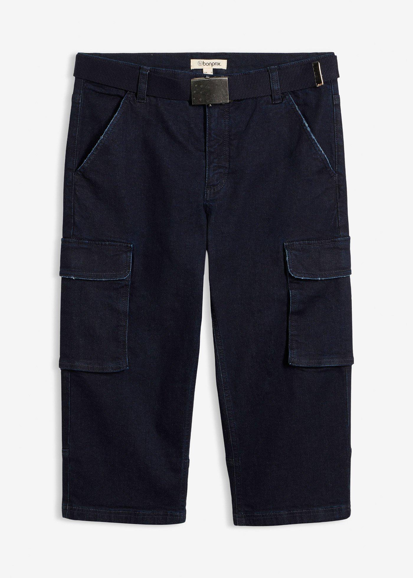 Jeans cargo a pinocchietto con cintura, relaxed fit