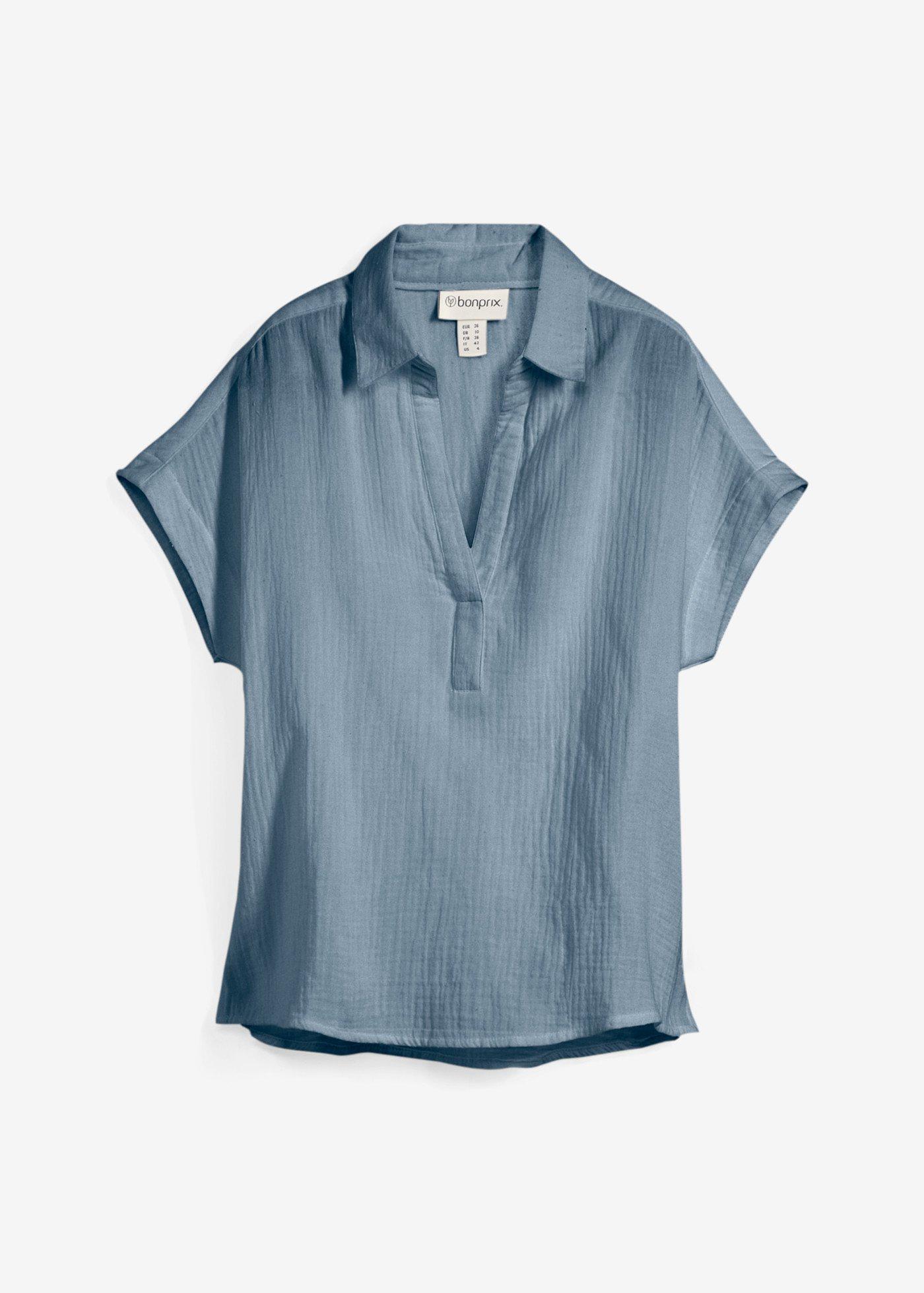 Blusa a maniche corte in mussola leggera