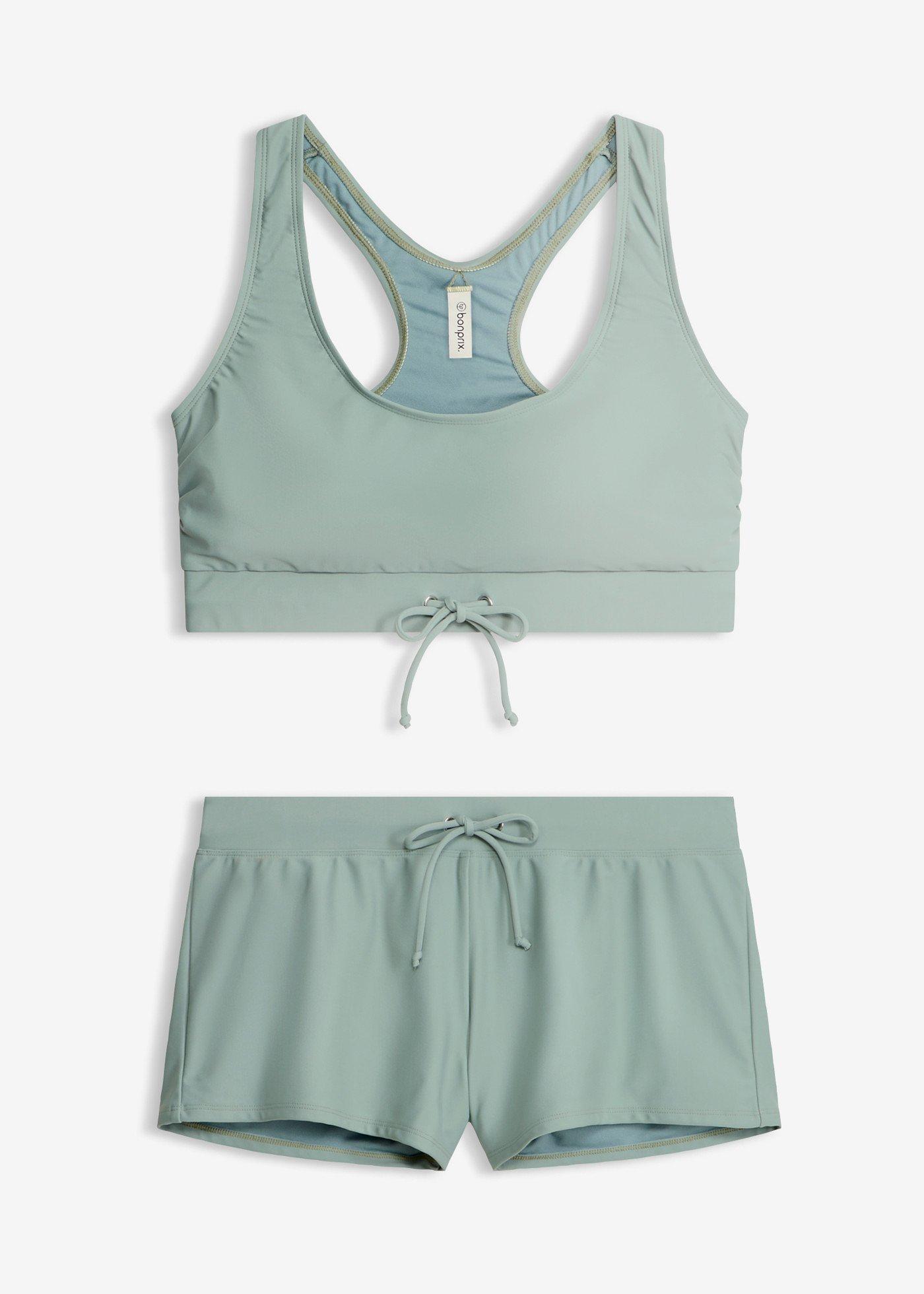 Bikini a bustier con pantaloncini da mare (set 2 pezzi)