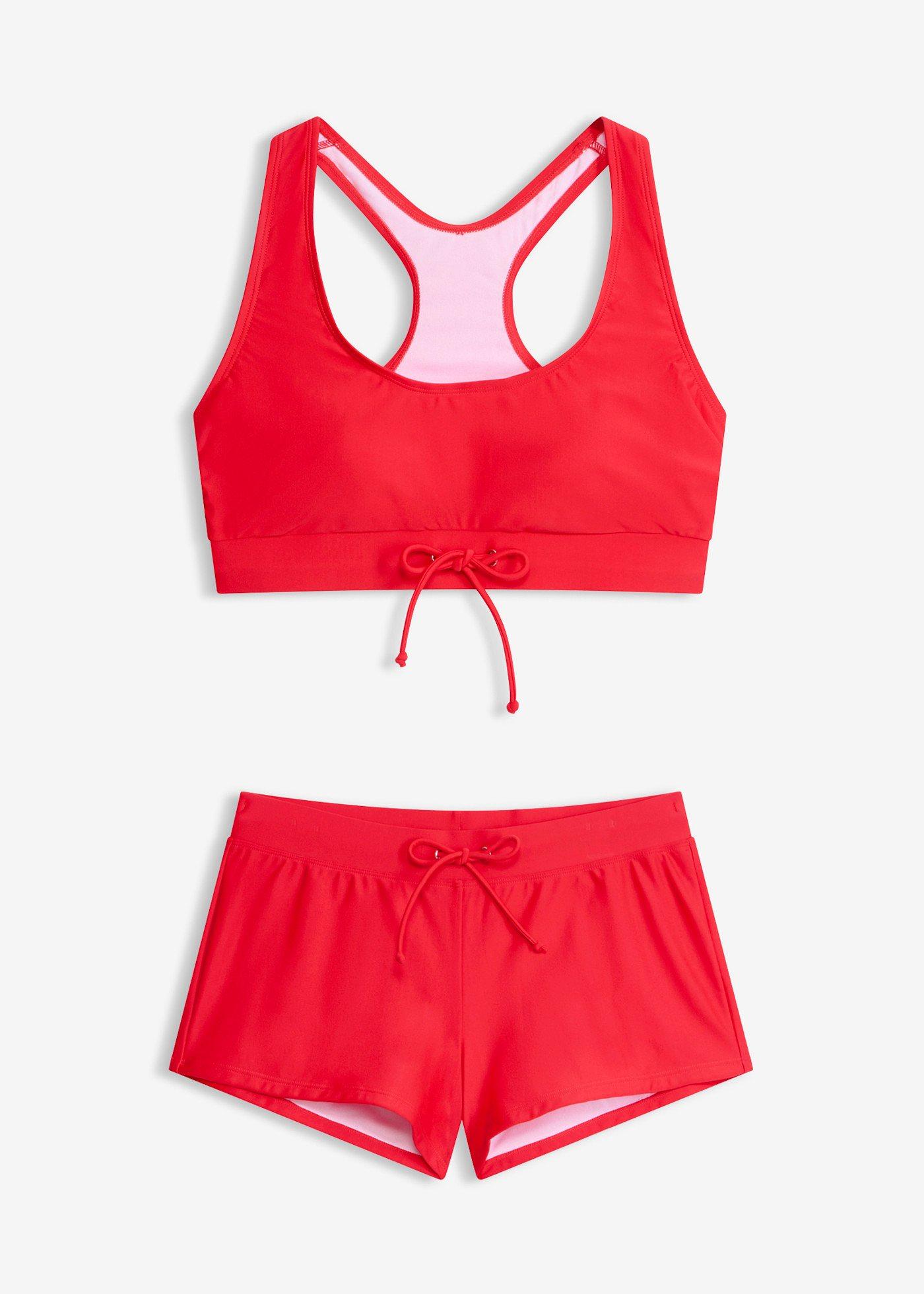 Bikini a bustier con pantaloncini da mare (set 2 pezzi)