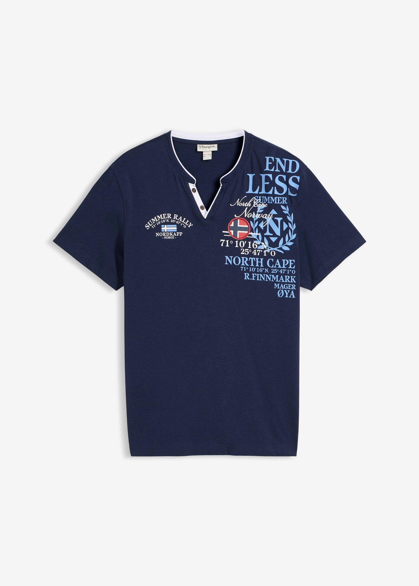 T-shirt serafino a maniche corte in puro cotone biologico