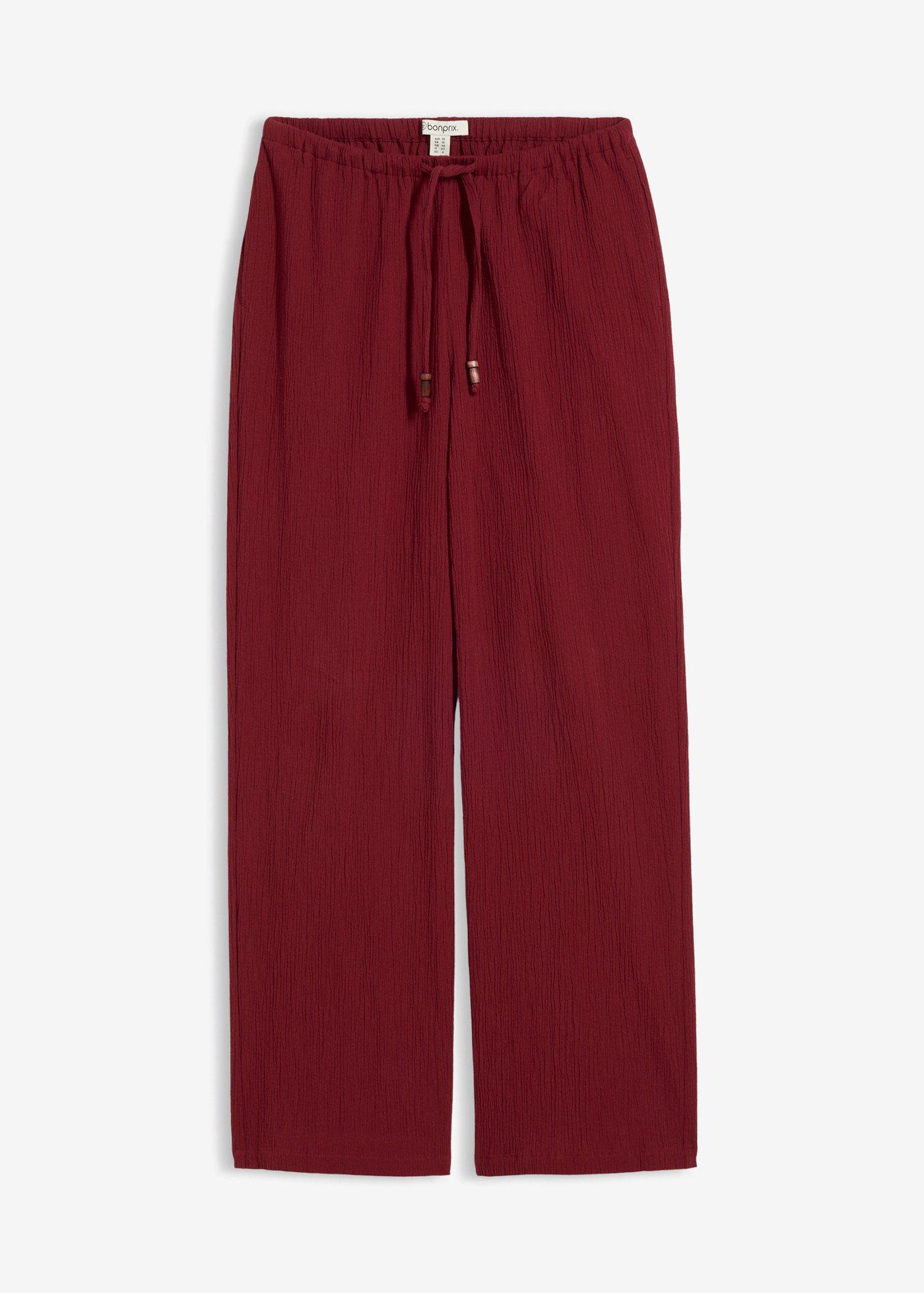 Pantaloni in crinkle strutturato con elastico in vita