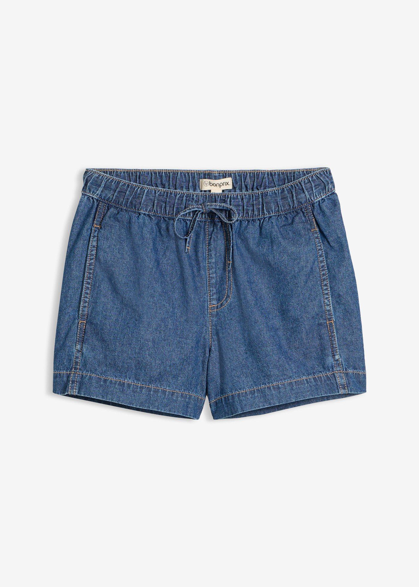 Shorts di jeans con vita comoda, vita media