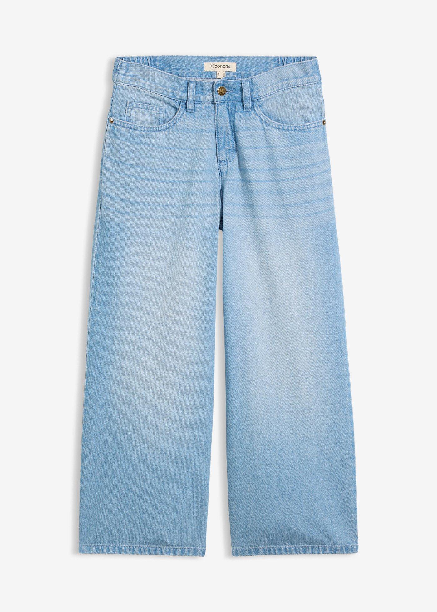 Jeans wide leg con cinta comoda, vita media