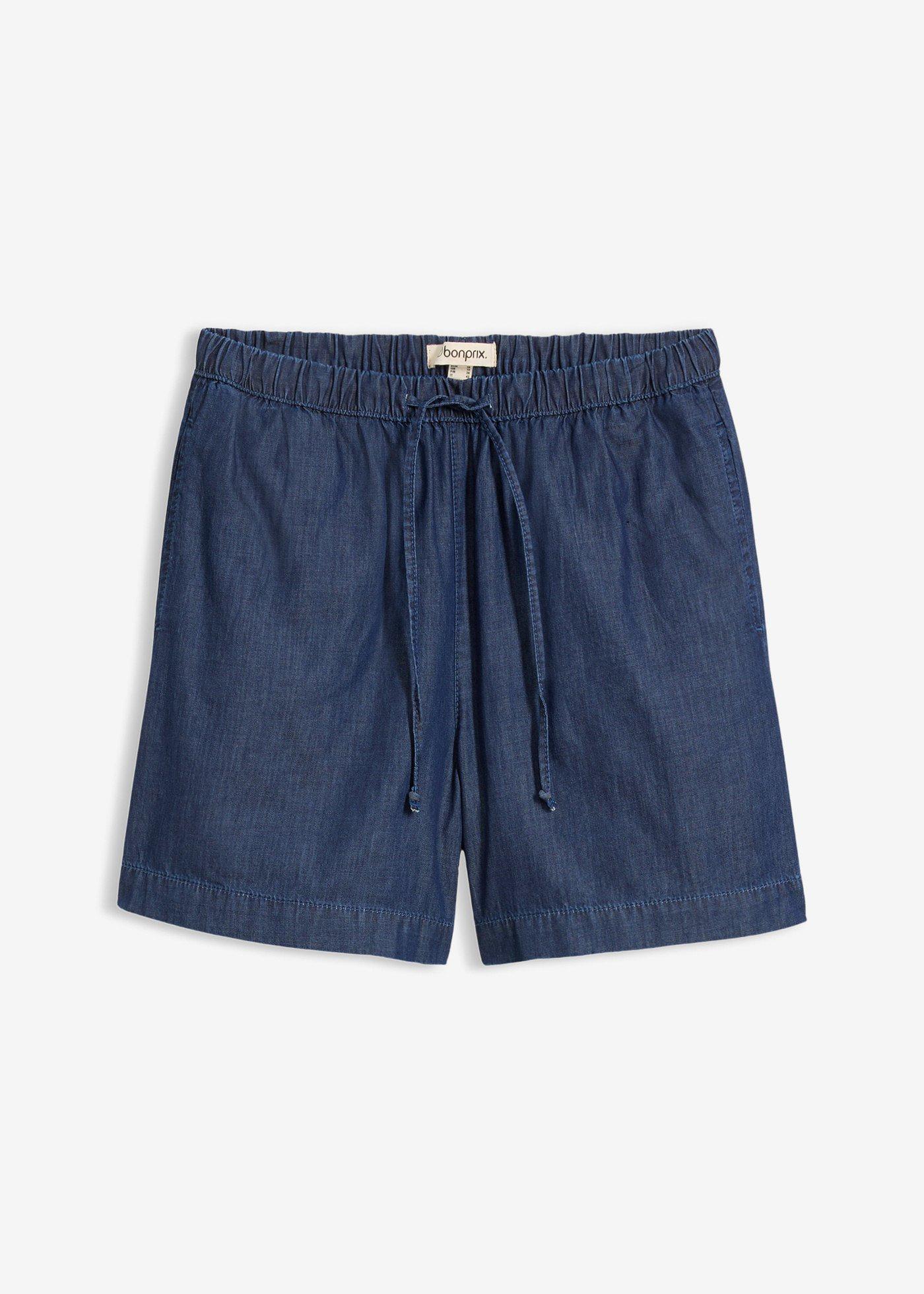 Shorts di jeans con vita elasticizzata, vita media