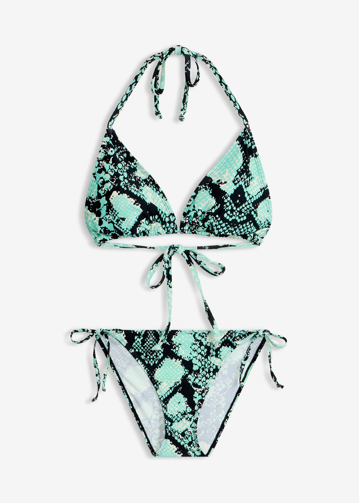 Bikini a triangolo + pareo in tessuto da bagno  (set 3 pezzi)