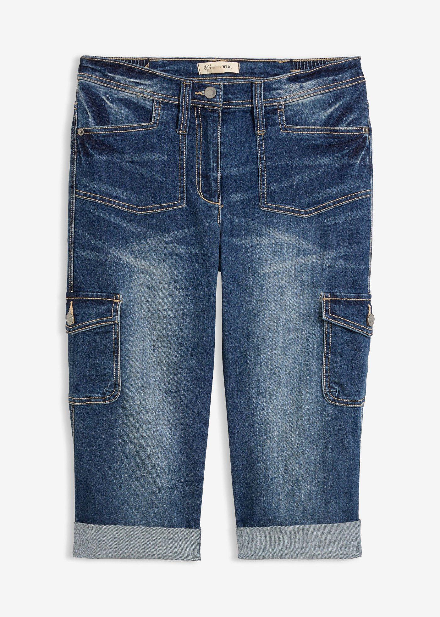 Jeans cargo elasticizzati, vita media