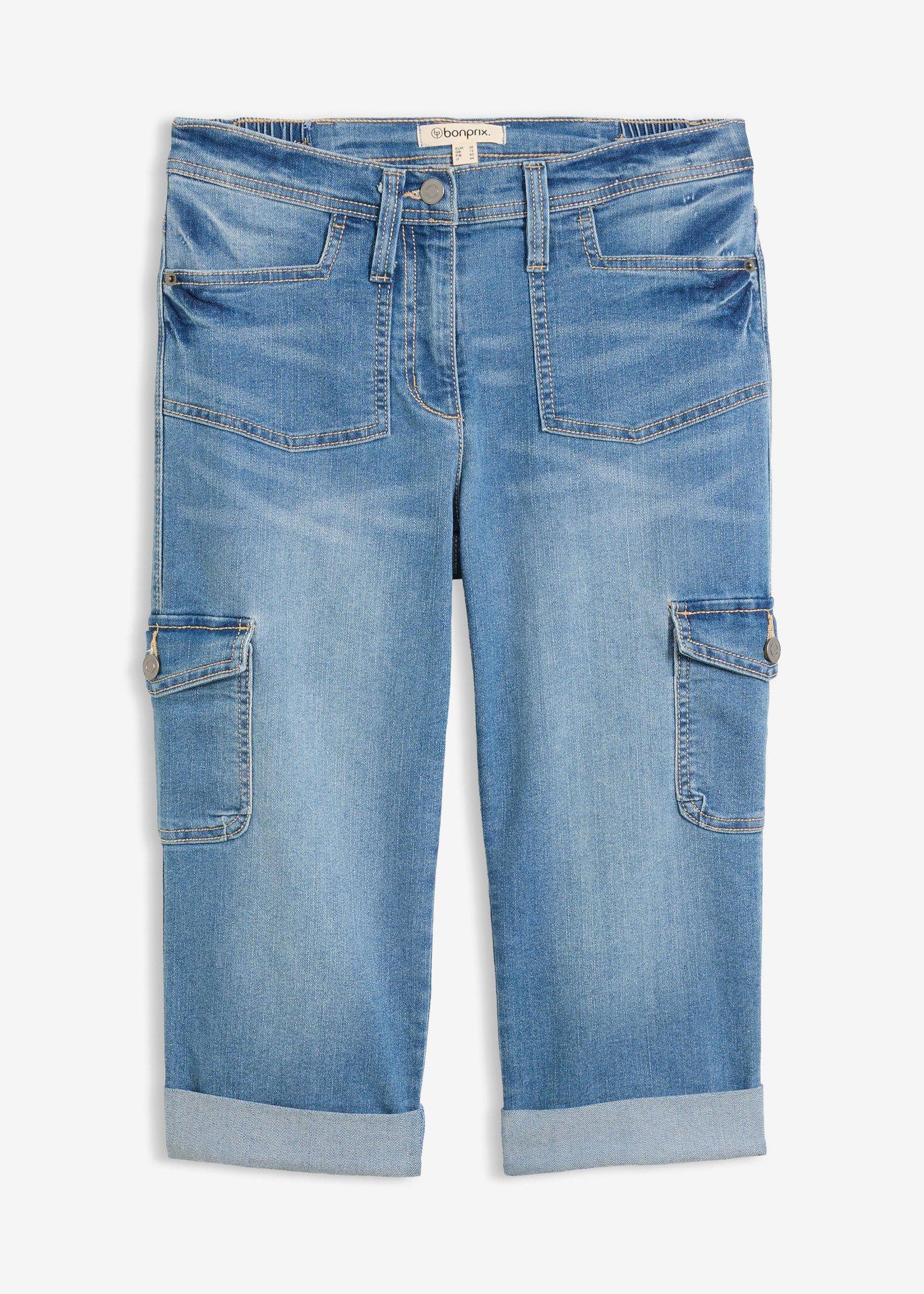 Jeans cargo elasticizzati, vita media