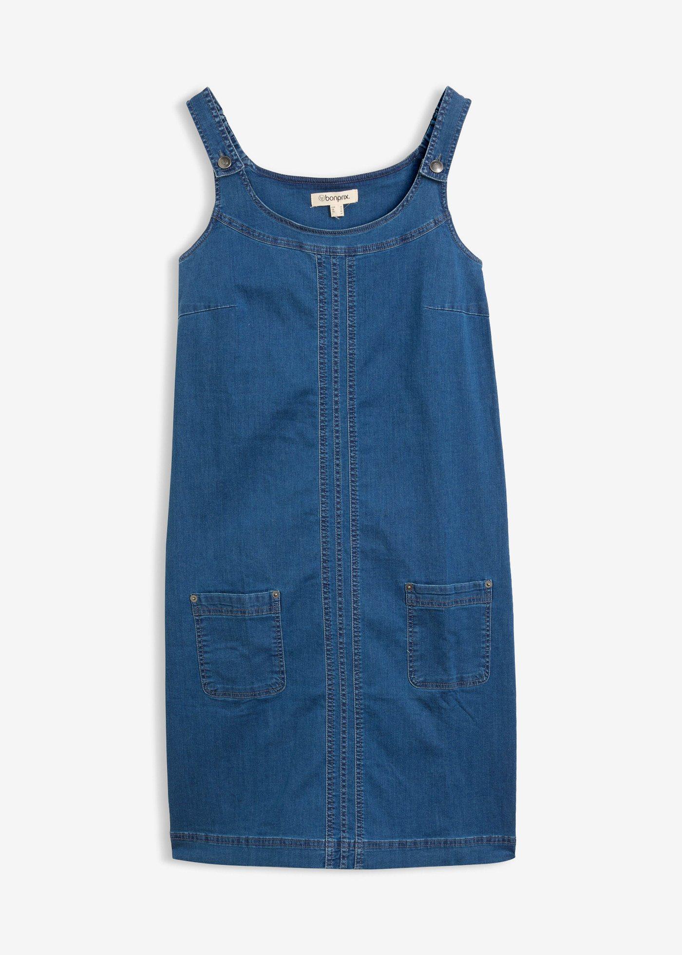 Abito salopette al ginocchio in jeans di cotone
