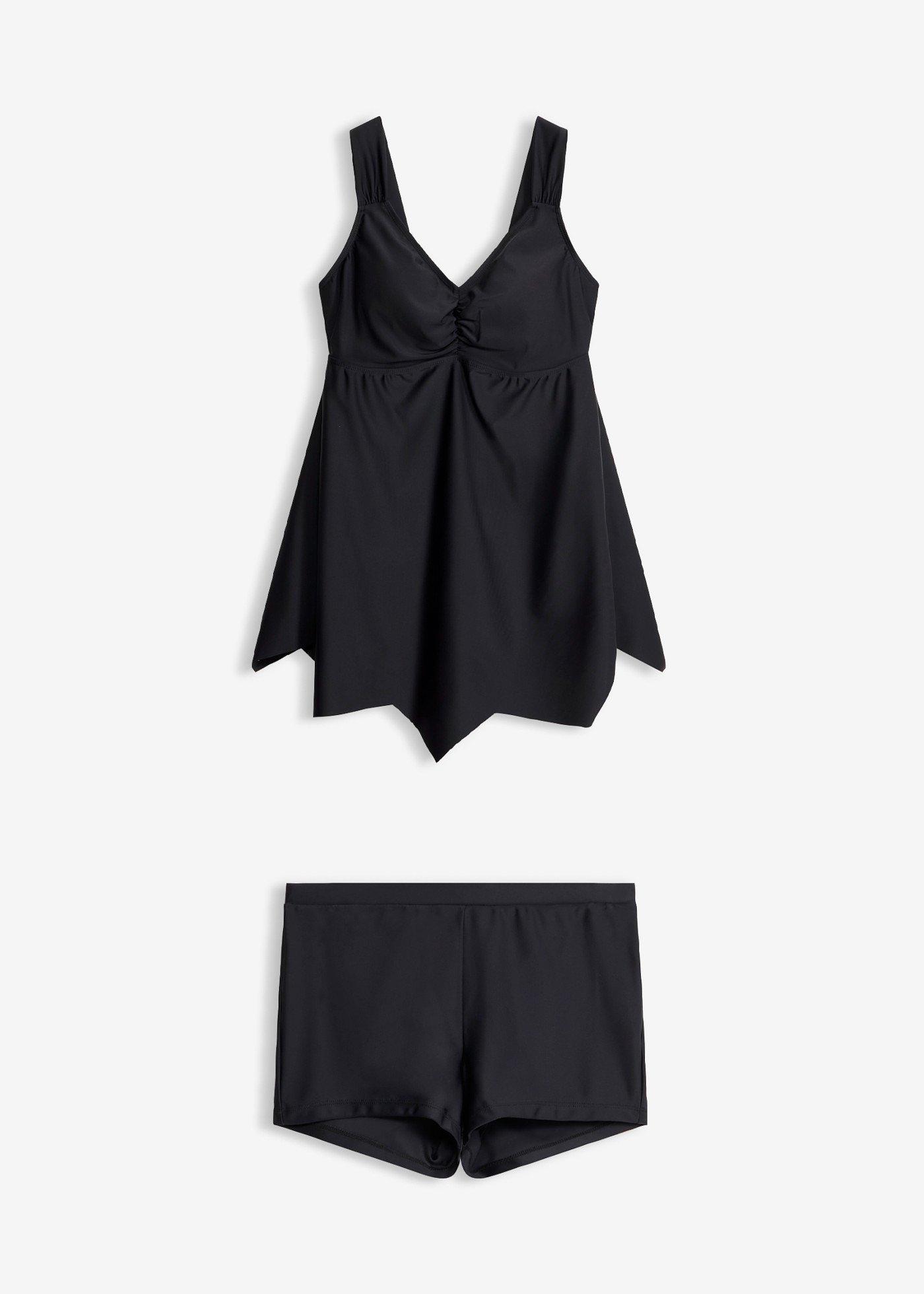 Tankini lungo con fondo a zigzag (set 2 pezzi)