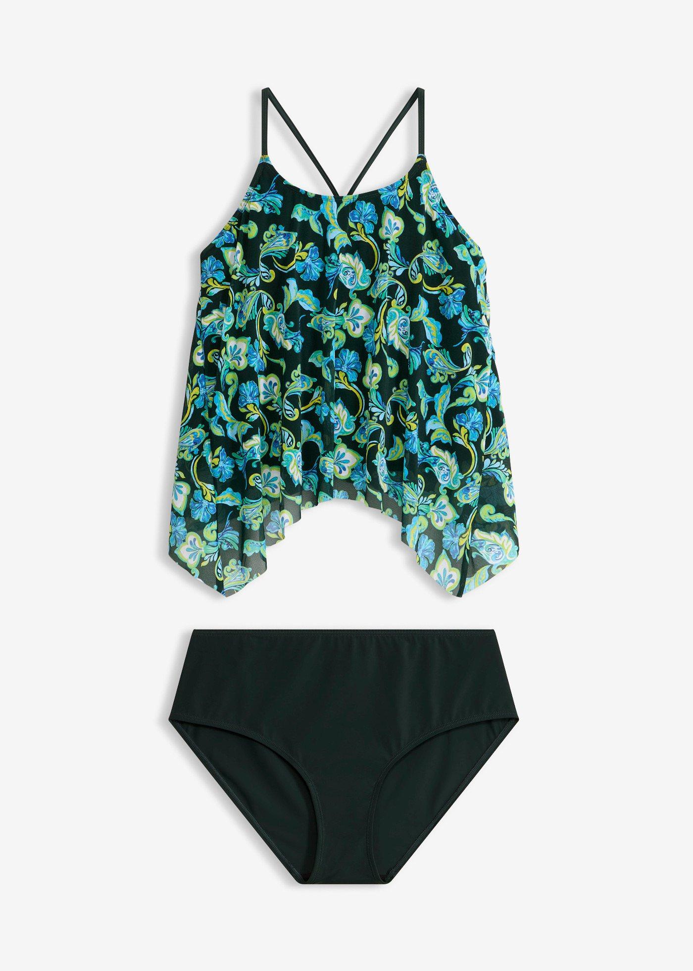 Tankini in materiale a rete in fantasia (set 2 pezzi)