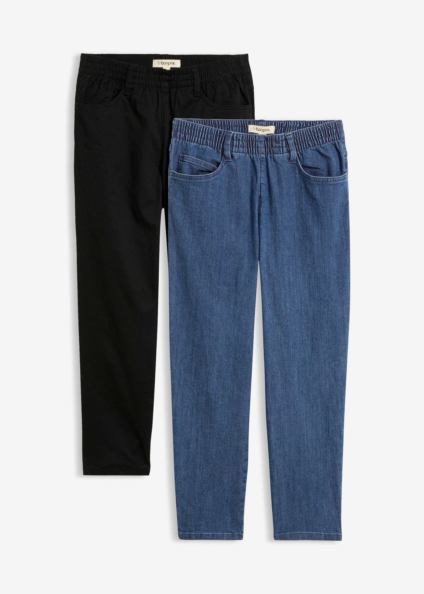 Jeans straight con cinta comoda, vita media (pacco da 2)