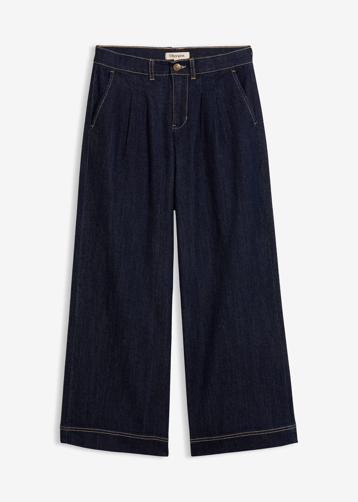 Jeans wide leg con cinta comoda, vita alta