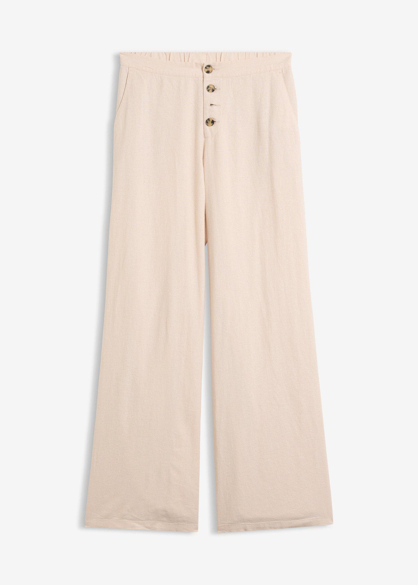Pantaloni a palazzo lunghi  in misto lino