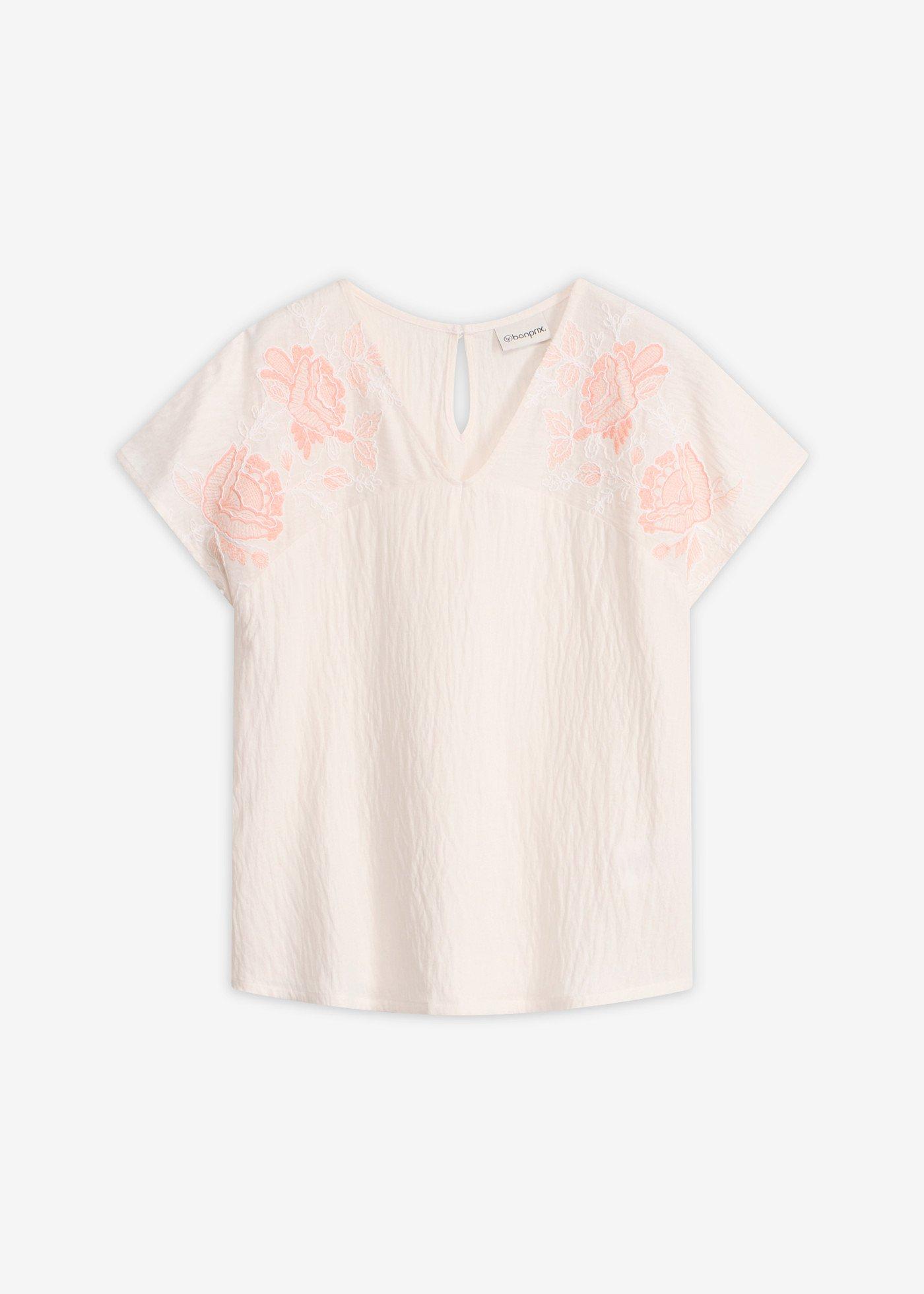 Blusa con ricamo floreale