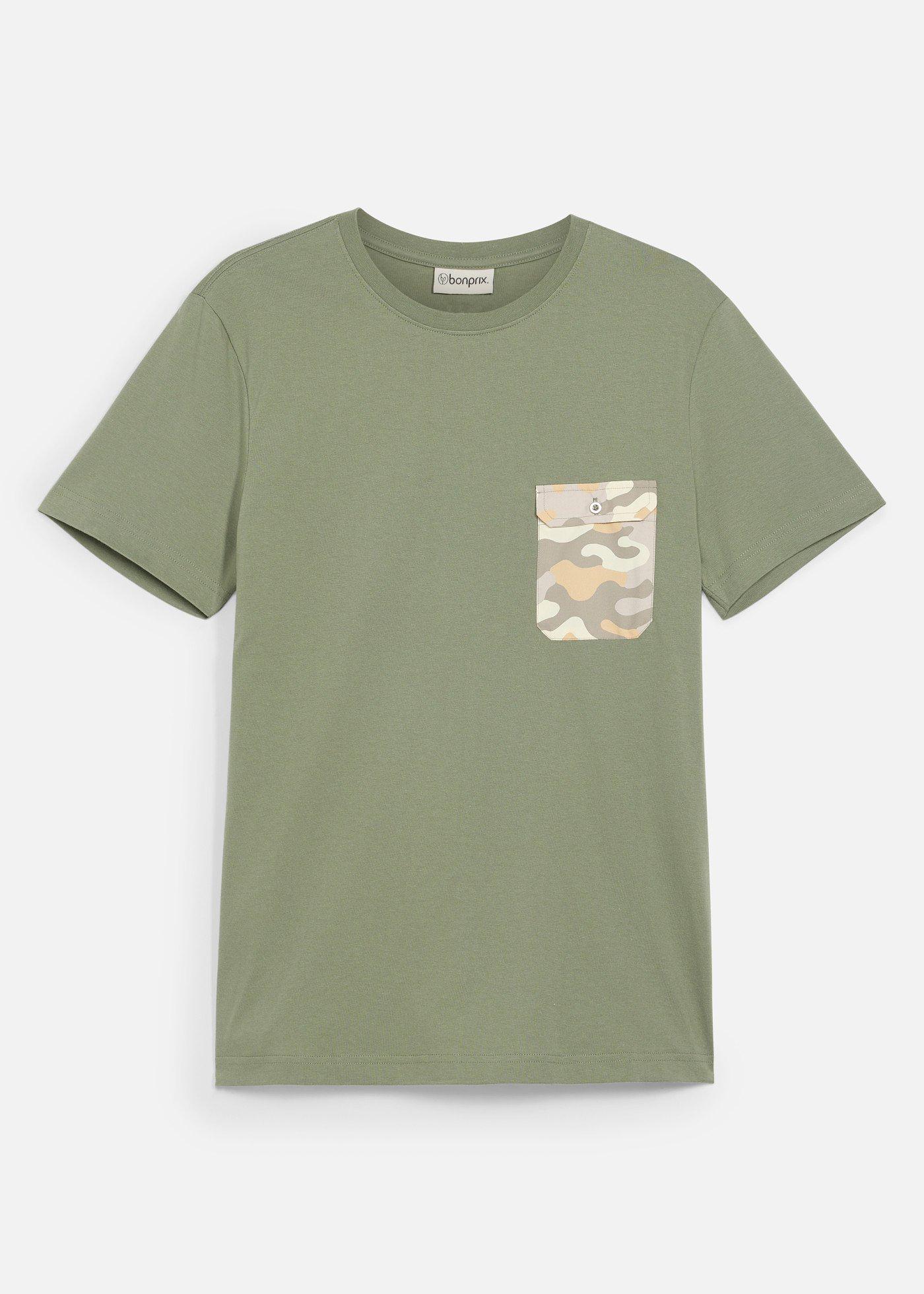 T-shirt slim fit in cotone biologico con taschino al petto