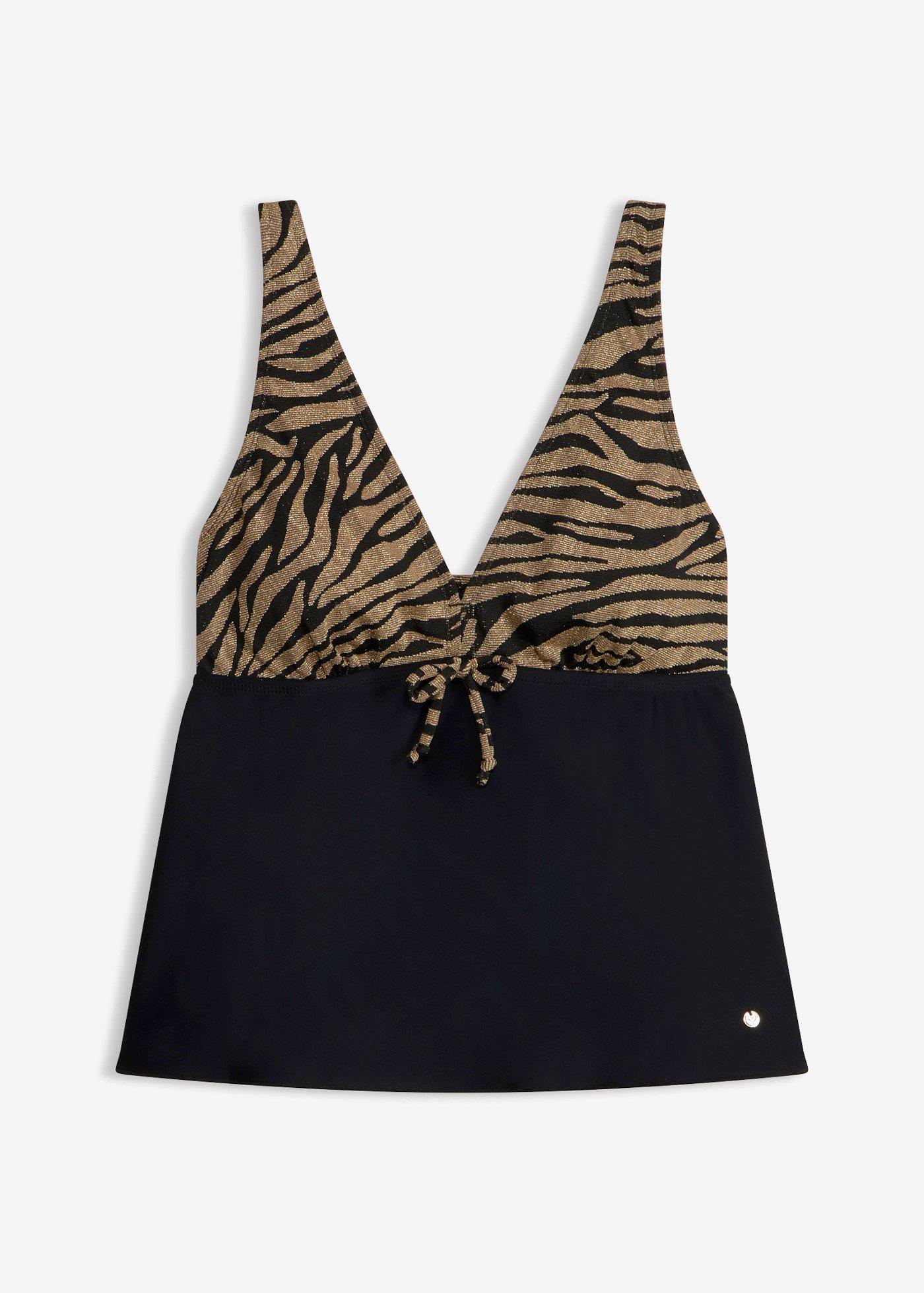 Top per tankini con materiale lucido