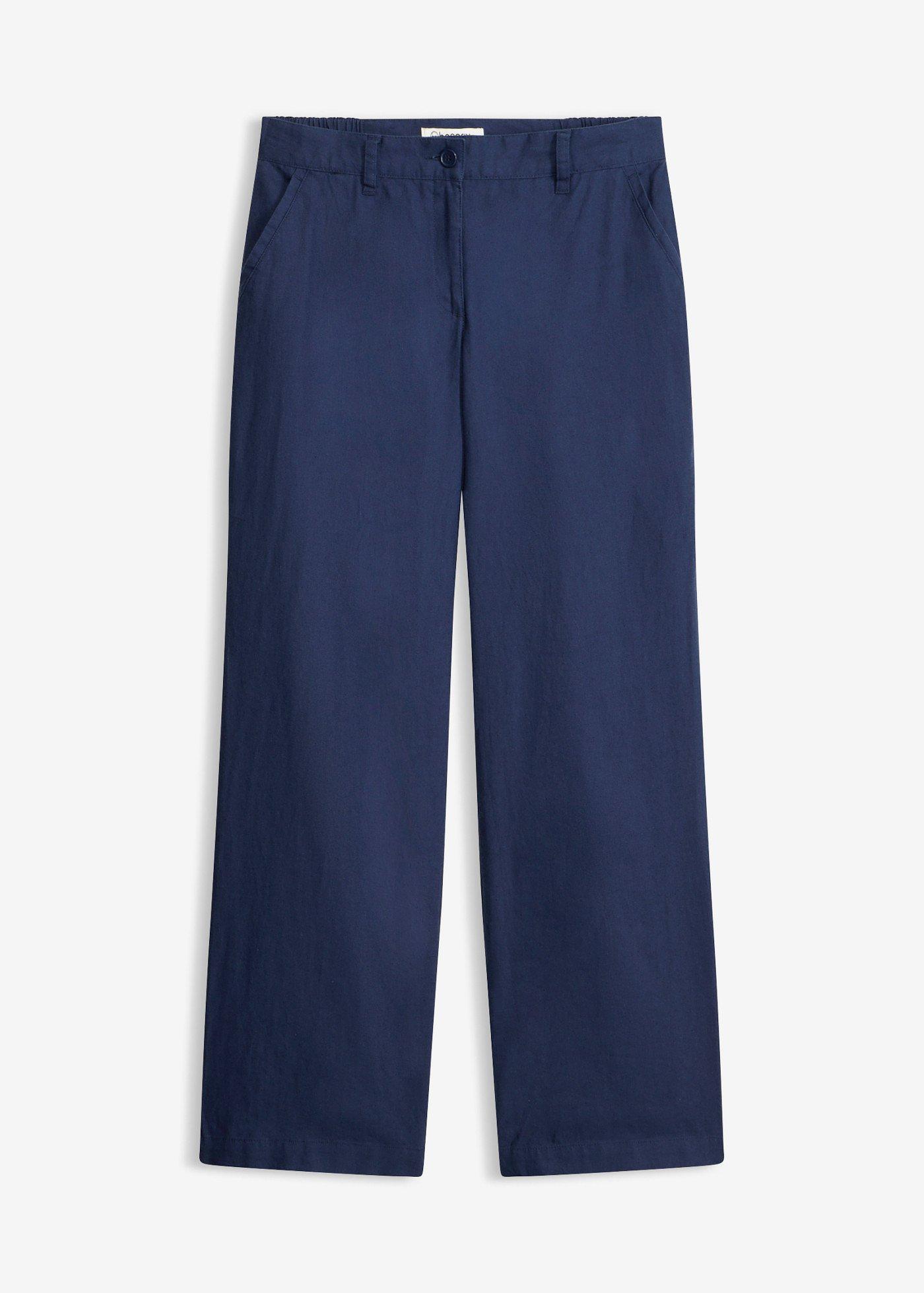 Pantaloni in tessuto misto lino e cotone