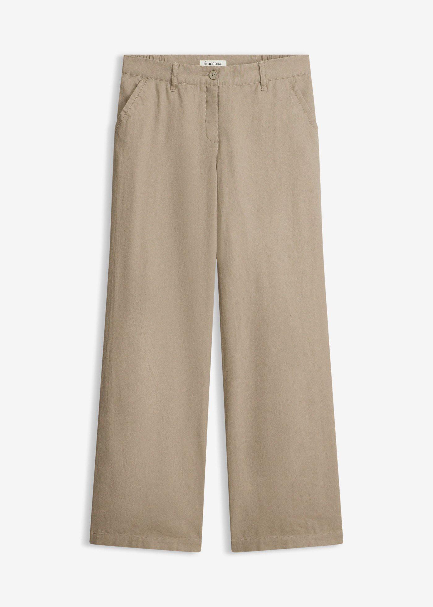 Pantaloni in tessuto misto lino e cotone
