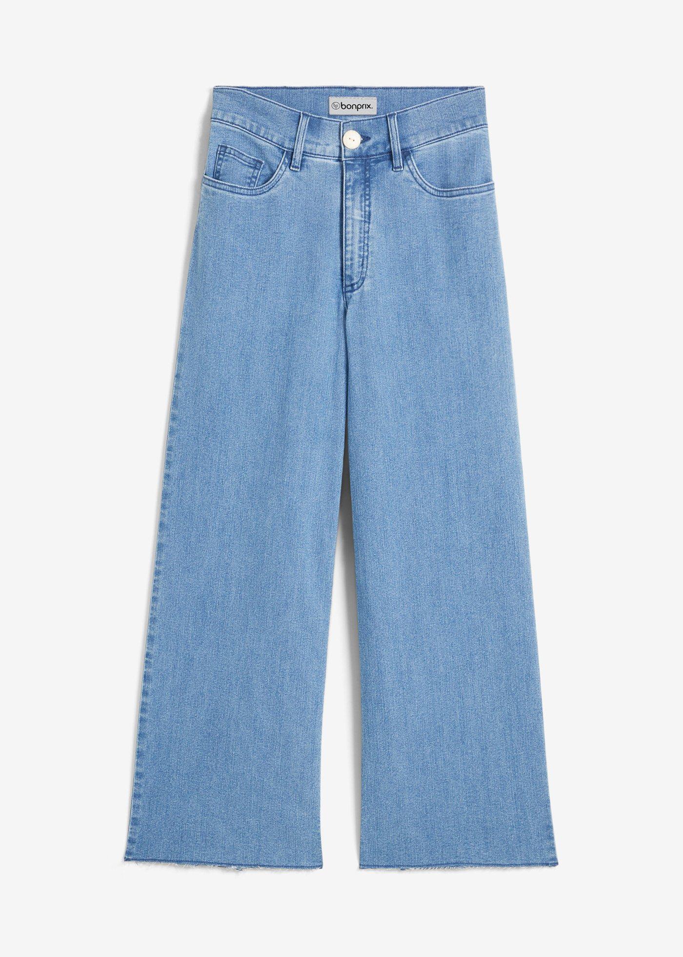 Jeans cropped wide leg, vita alta