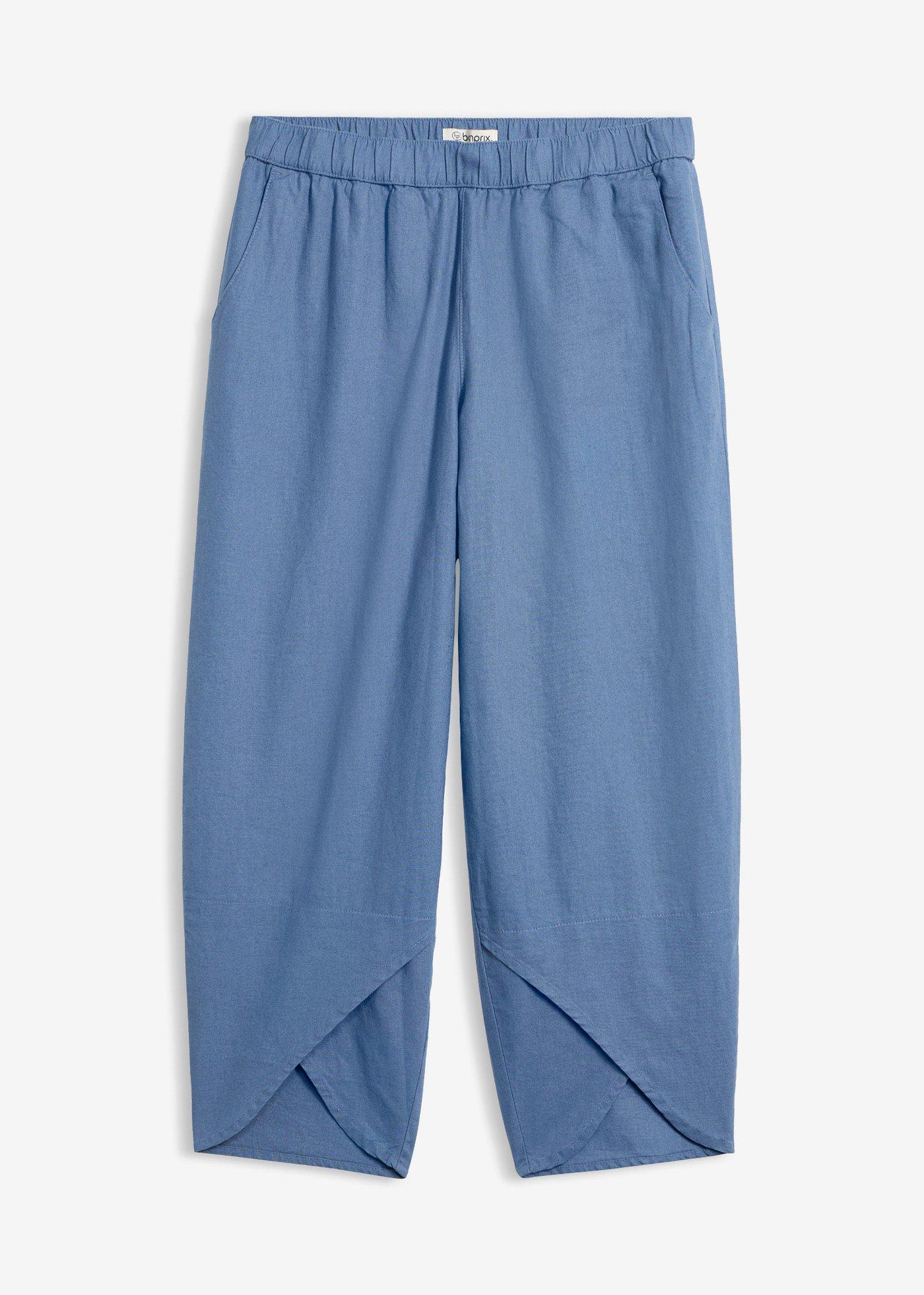 Pantaloni cropped in misto lino leggero